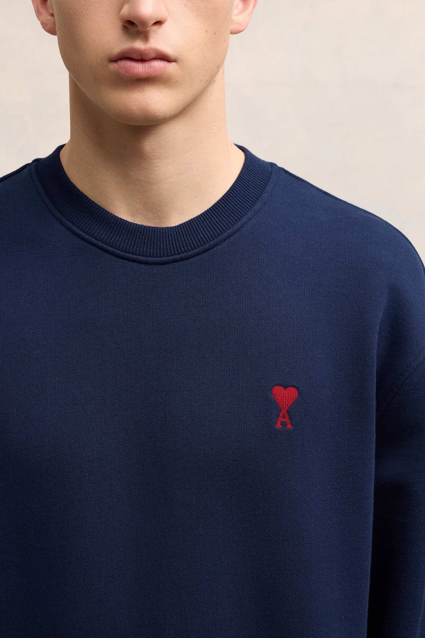AMI PARIS Classic Fit Ami De Coeur Organic Cotton Fleece Sweatshirt AMI PARIS Classic Fit Ami De Coeur Organic Cotton Fleece Sweatshirt