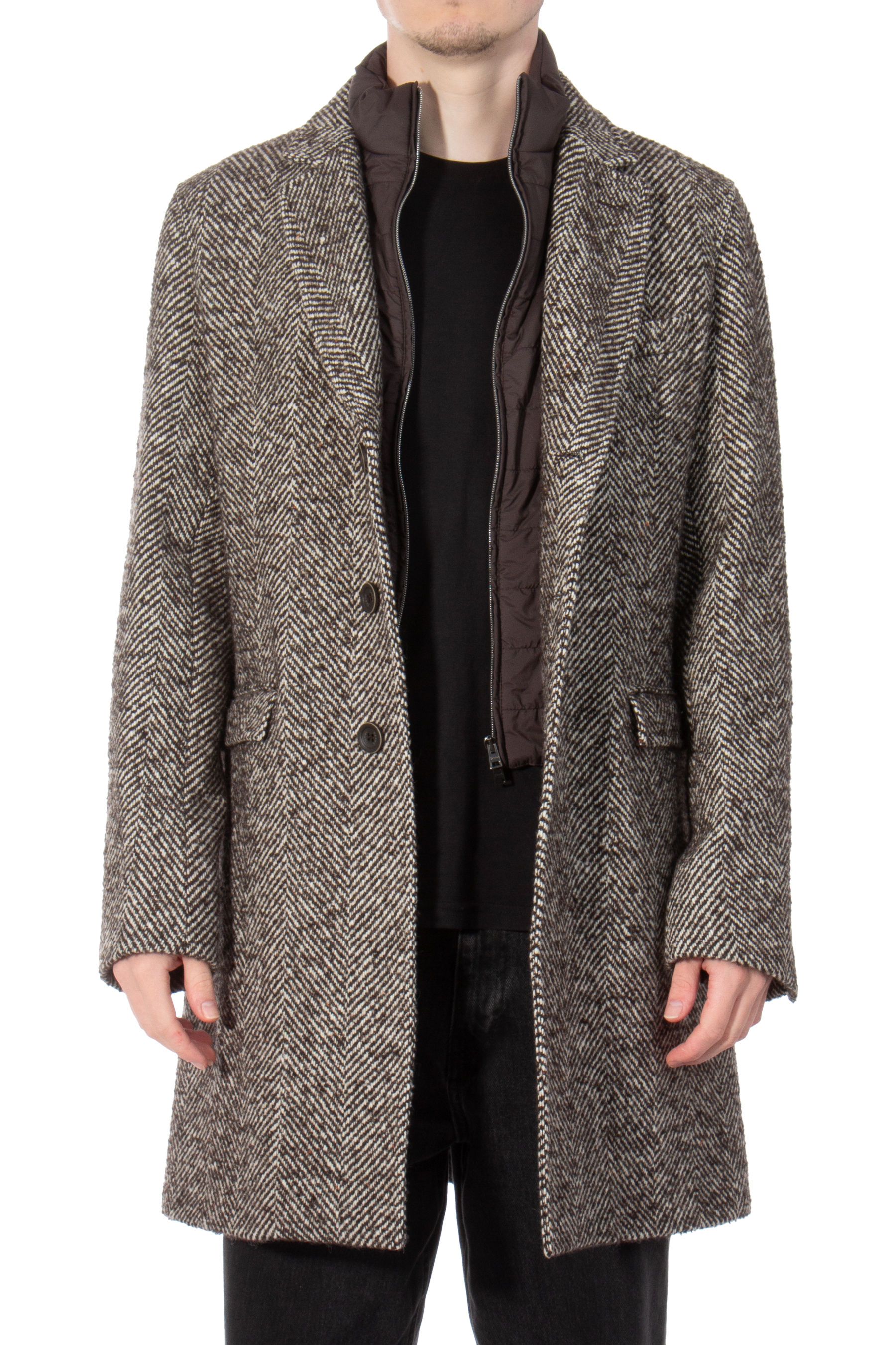 HERNO Nylon Insert Wool Mix Coat HERNO Nylon Insert Wool Mix Coat