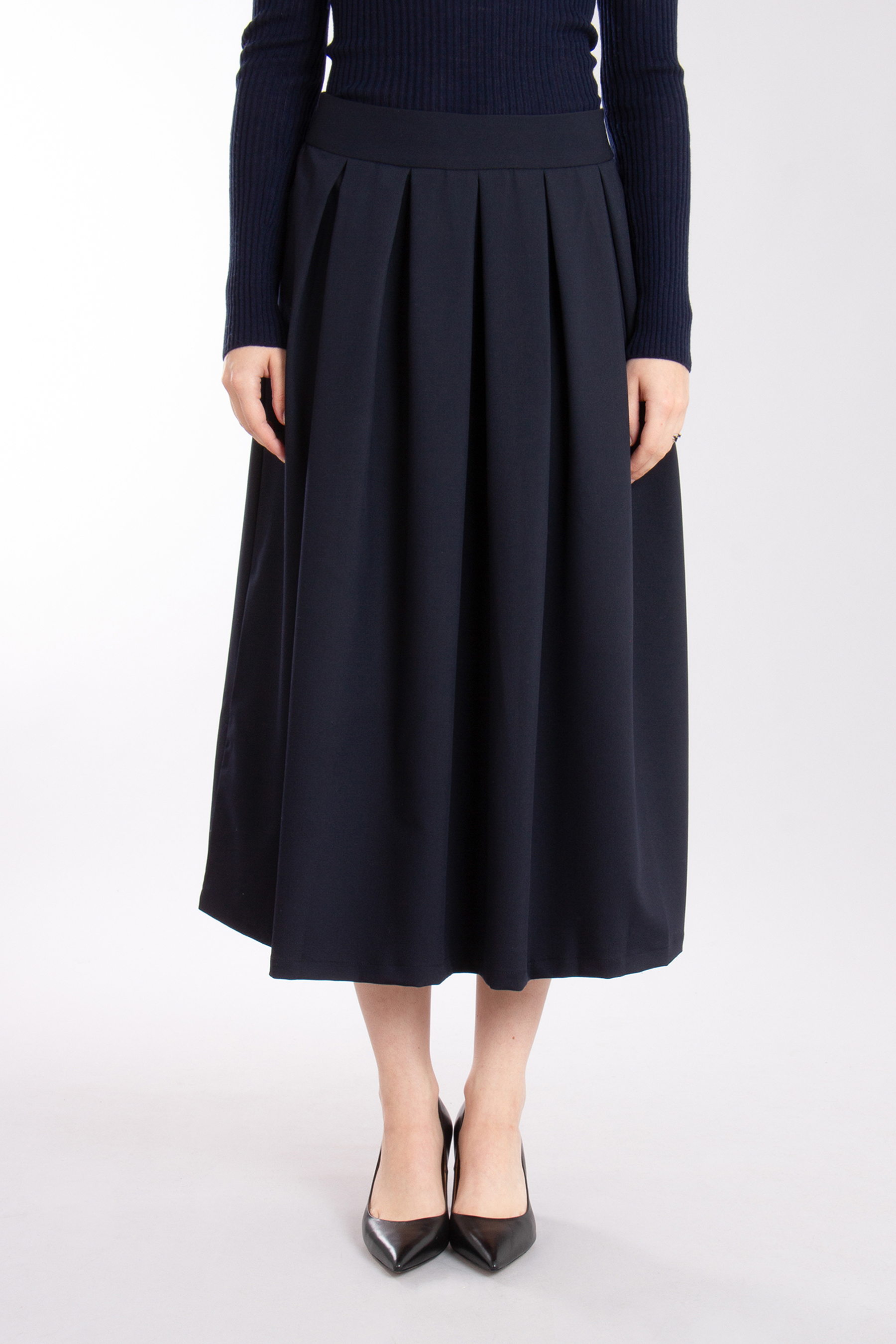 0039 ITALY Pleated Stretch Flannel Midi Skirt Kylie 0039 ITALY Pleated Stretch Flannel Midi Skirt Kylie