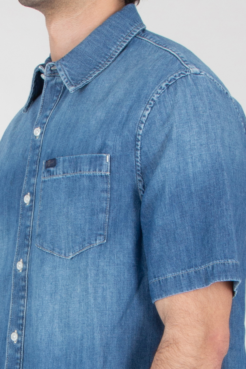 7 FOR ALL MANKIND Short Sleeve Denim Shirt Border