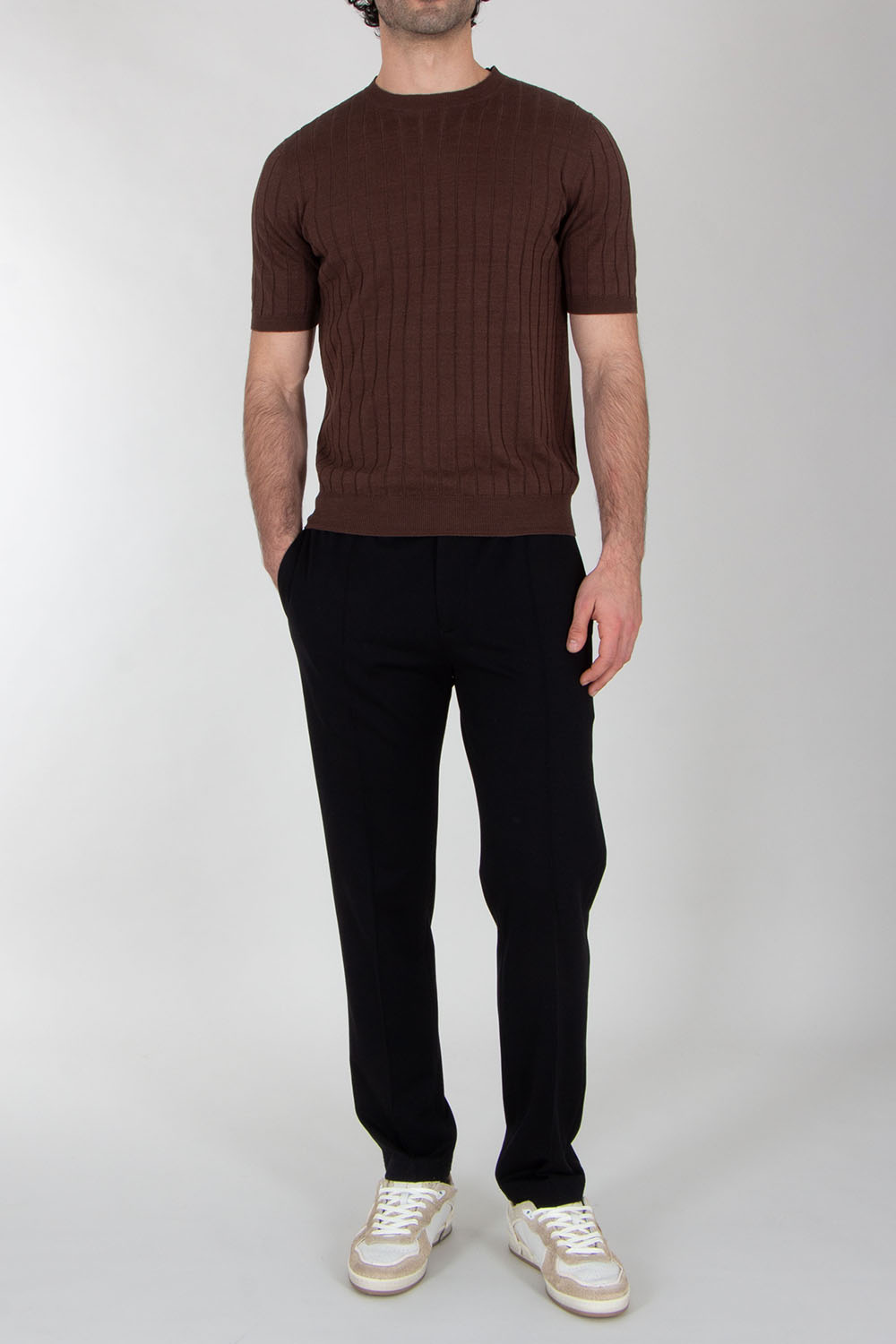 BOGLIOLI Regular Fit Short Sleeve knitted Cotton Linen T Shirt