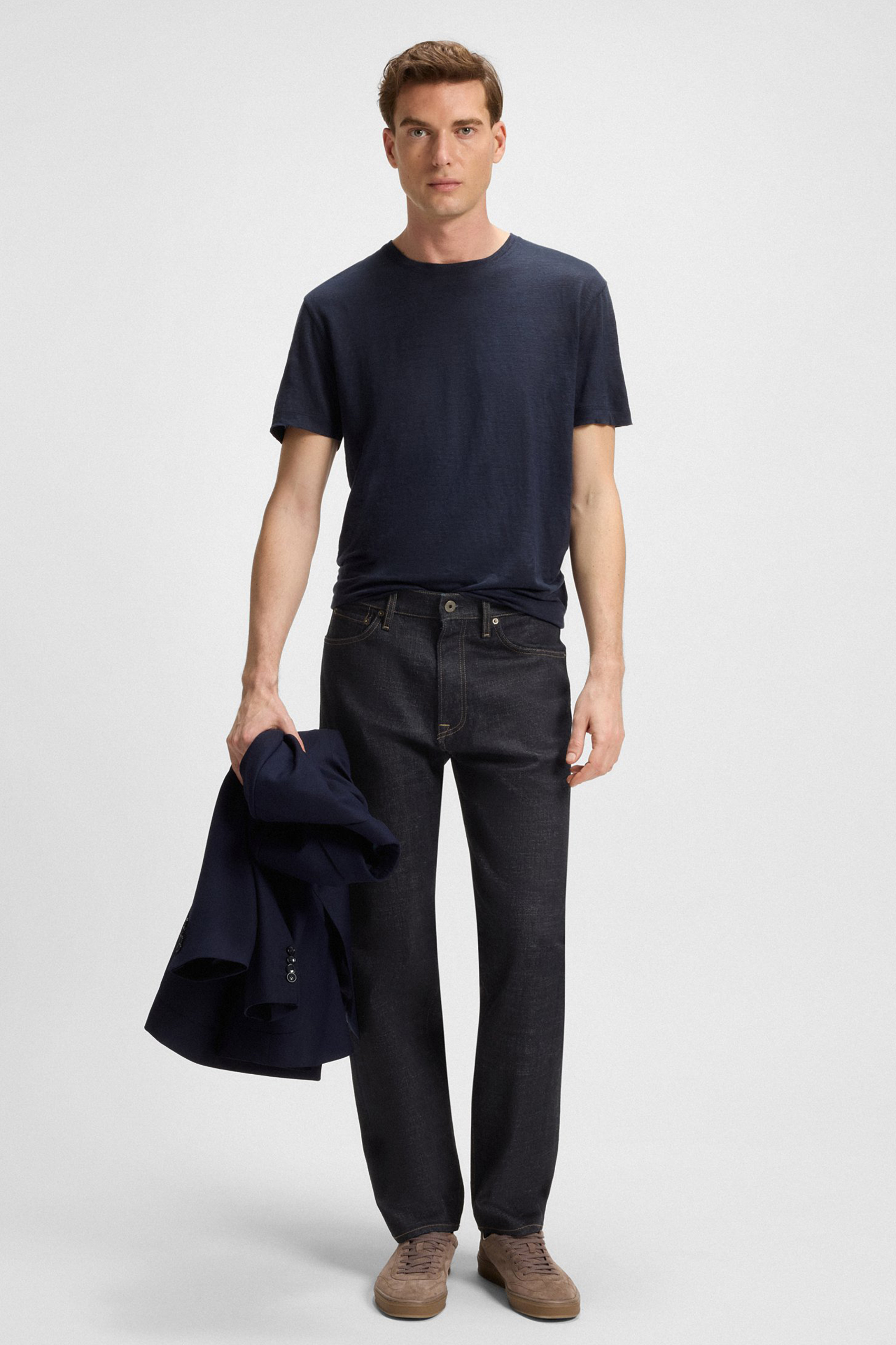 BECKHAM x BOSS Regular Fit Cotton Stretch Denim Jeans Hosen, T-shirt, Erwachsener, Mann, Person