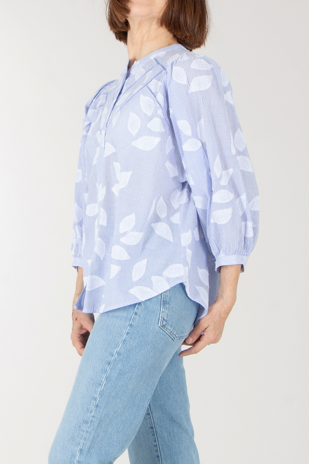 0039 ITALY Loose Fit Cotton Fil Coupé Blouse Faviola Fancy