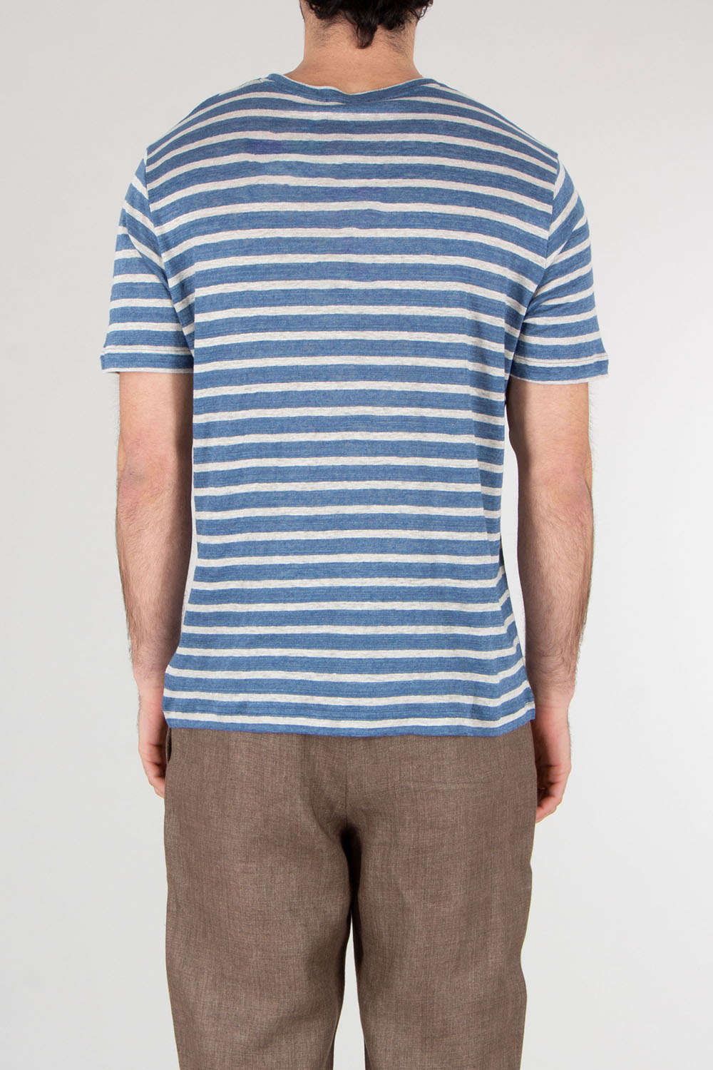 STEFAN BRANDT Regular Fit Striped Linen Jersey T-Shirt Enno