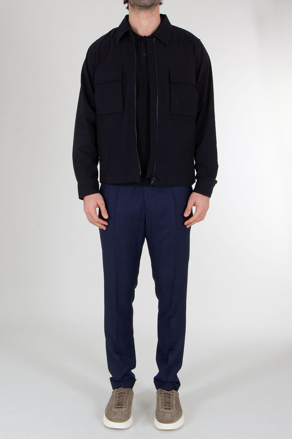 HUGO Regular Fit Cotton Seersucker Shirt Jacket