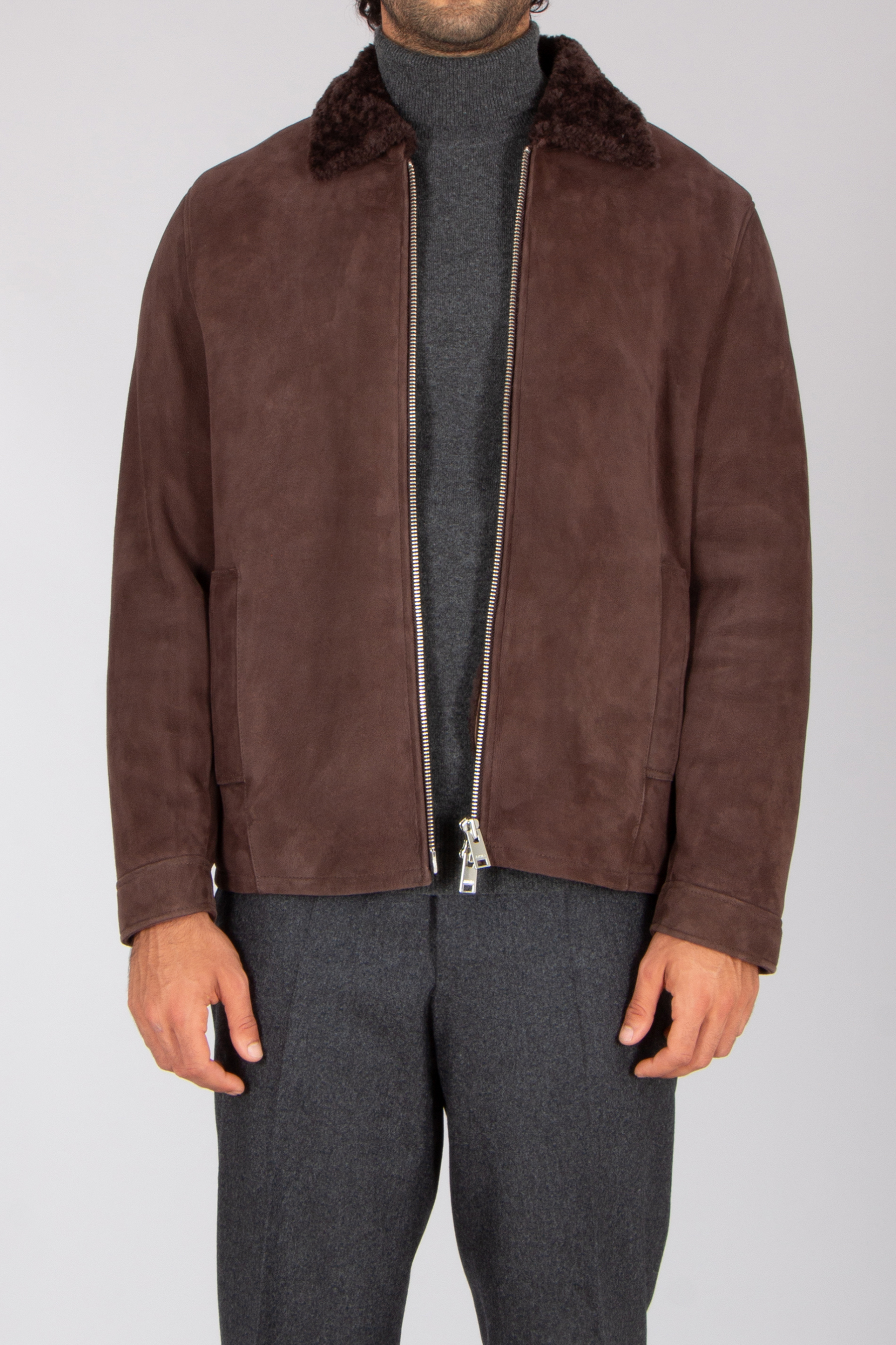 ARMA Regular Fit Shearling Suede Jacket Hara Bekleidung, Mantel, Jacke