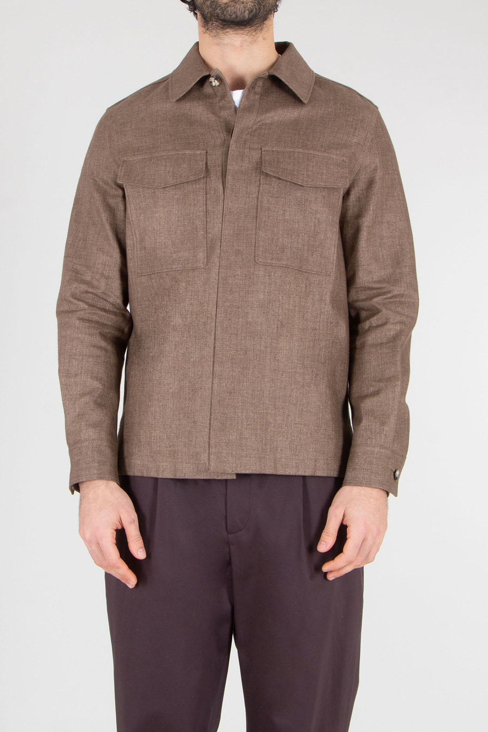 AGNONA Regular Fit Linen Overshirt