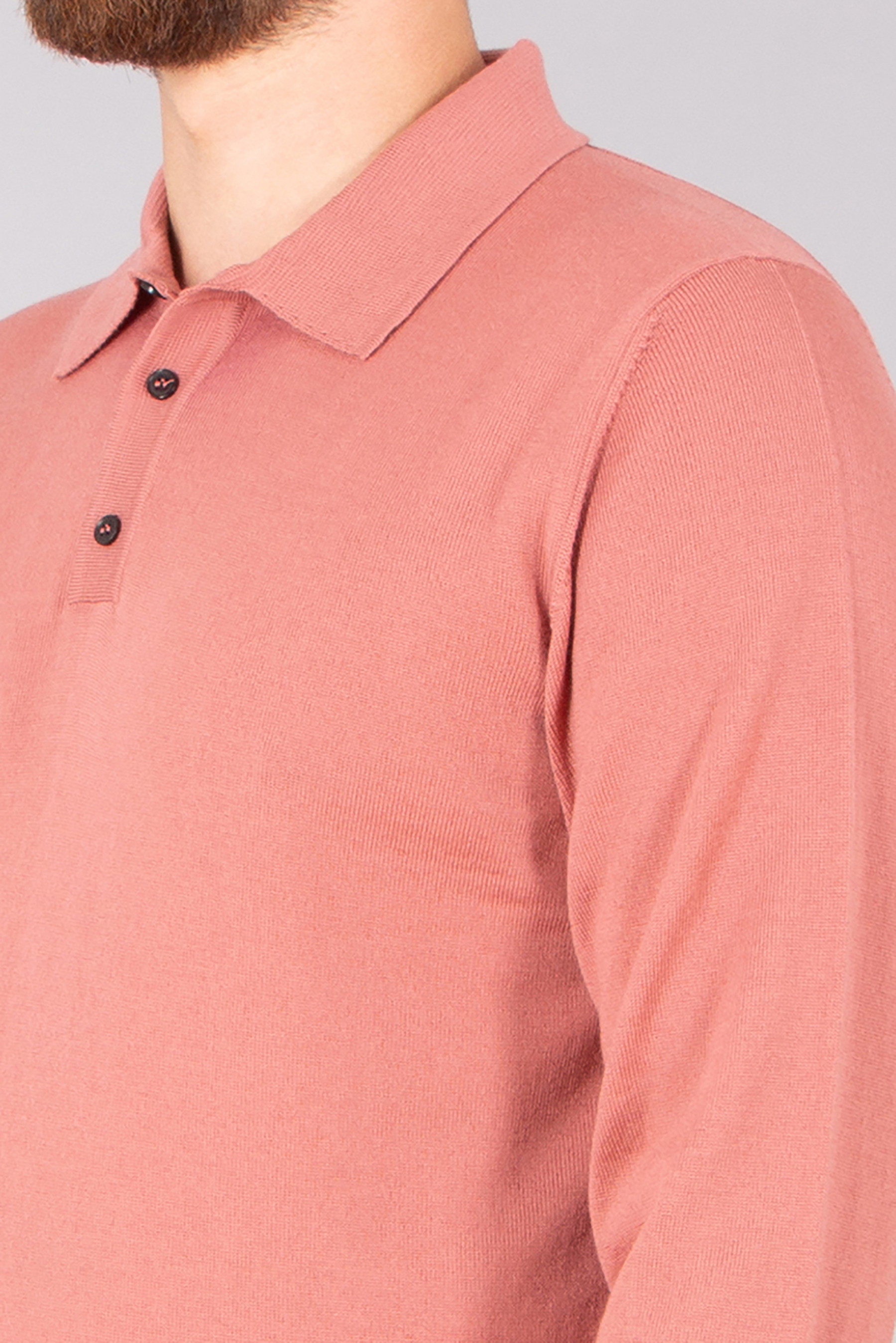 ROBERTO COLLINA Regular Fit Extra-Fine Wool Knit Polo Hemd, Langarm, Ärmel, Mann, Person