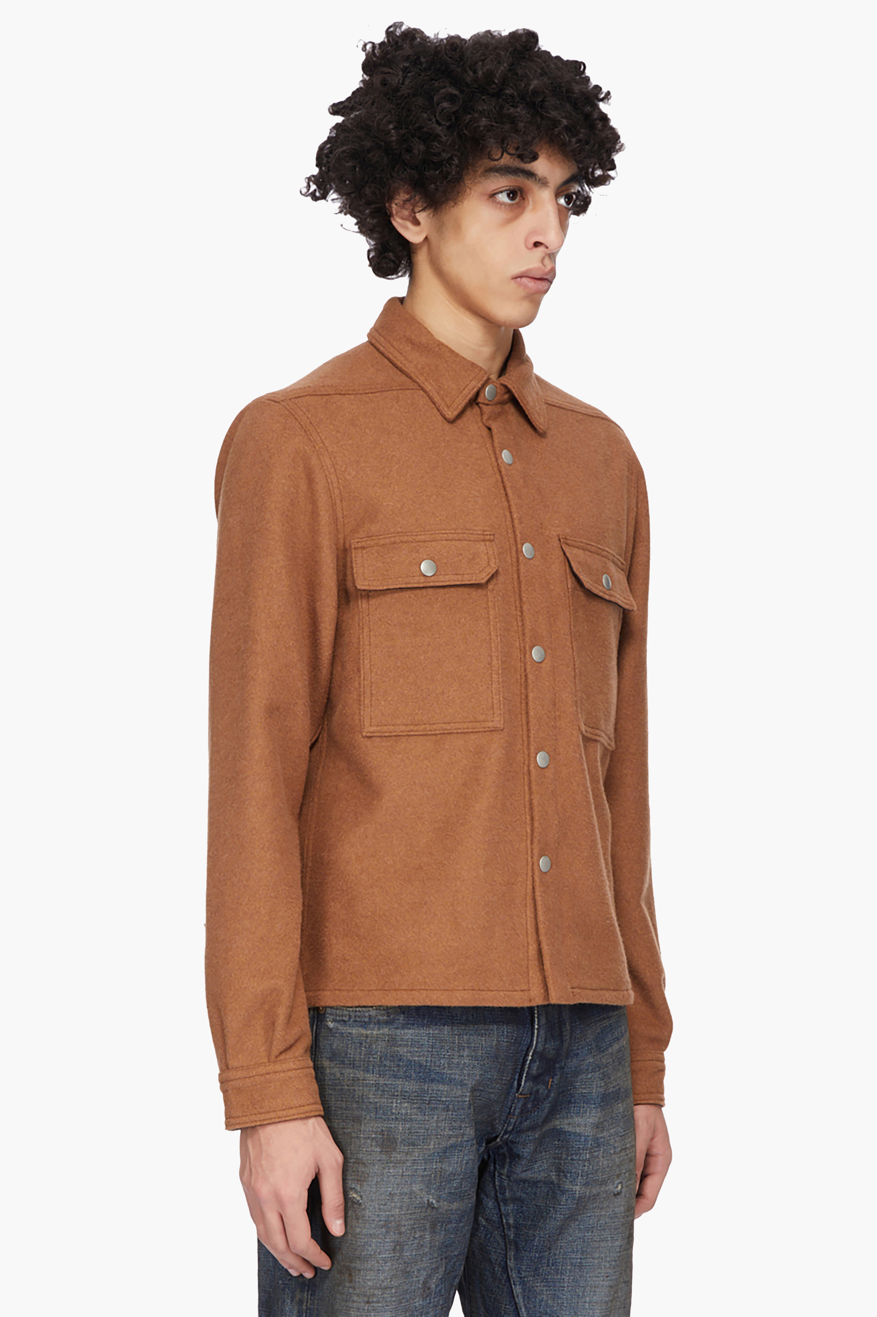 Langarm, Hemd, Mantel, Jeans, Person