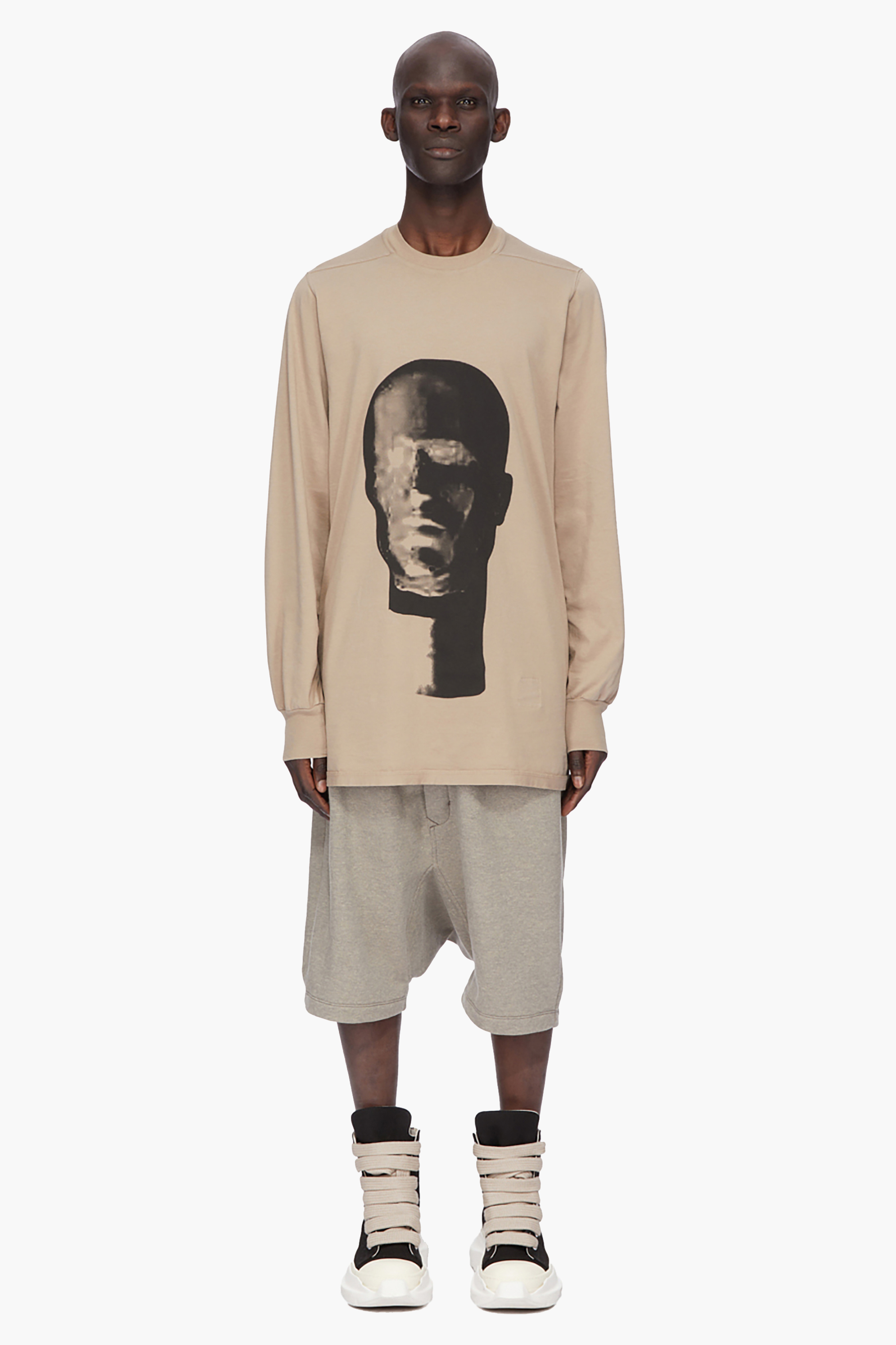 RICK OWENS DRKSHDW Oversized Fit Printed Medium Weight Organic Cotton Jersey Jumbo Long-Sleeve T-Shirt Langarm, Ärmel, T-shirt, Person, Leinen