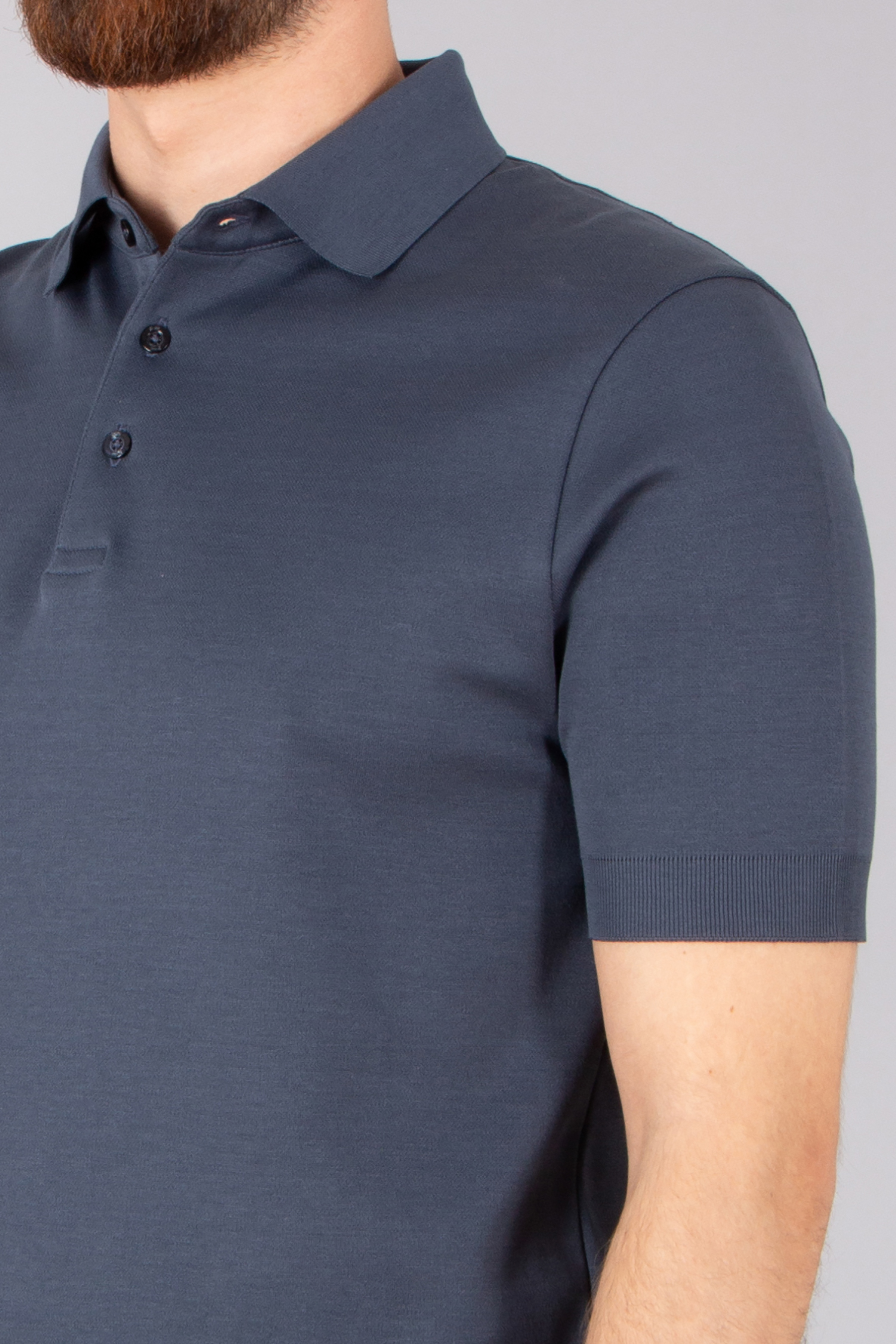 HERNO Regular Fit Cotton Jersey Knit Effect Polo Shirt HERNO Regular Fit Cotton Jersey Knit Effect Polo Shirt