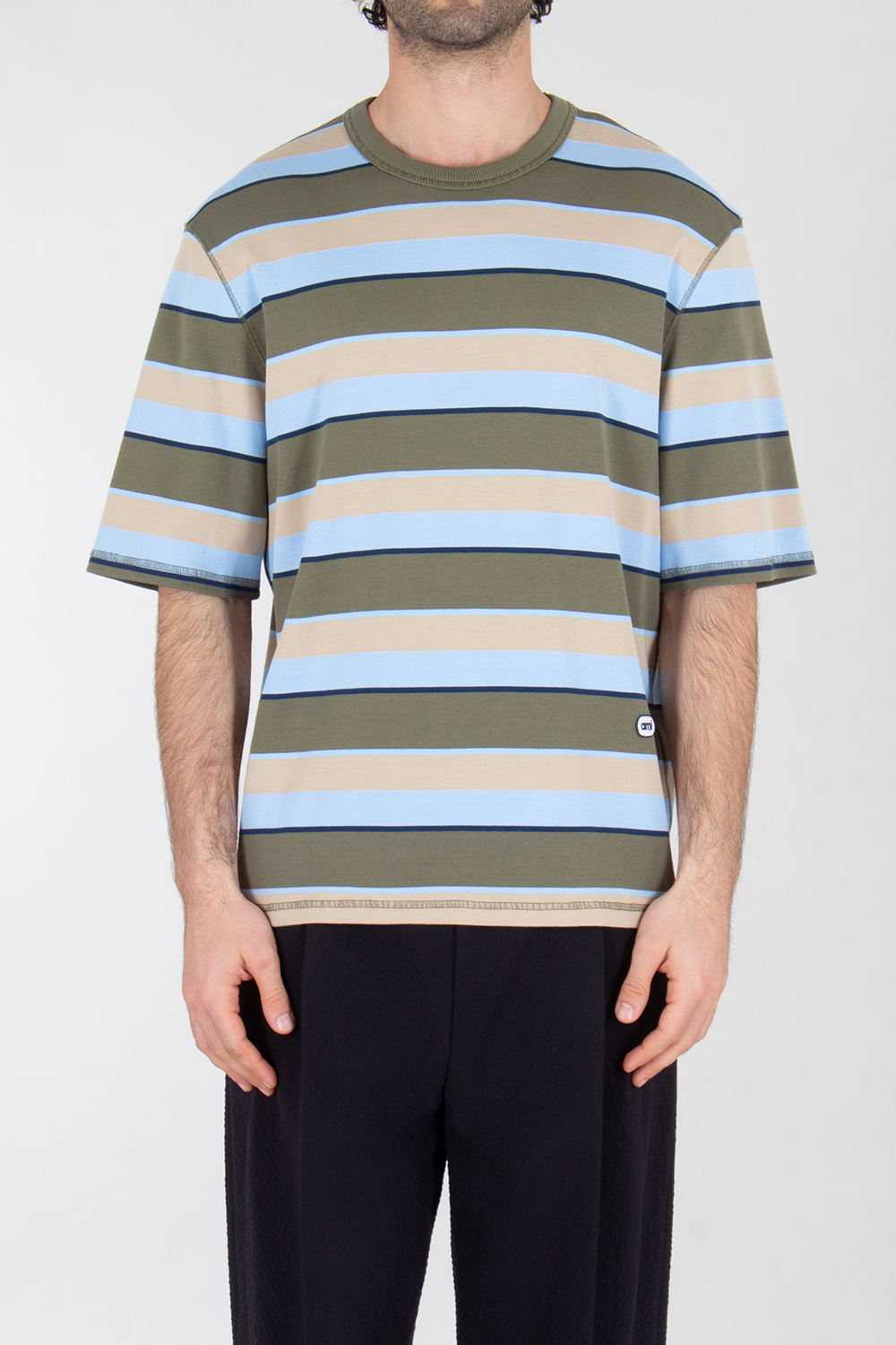 AMI PARIS Oversized Striped Cotton T-Shirt