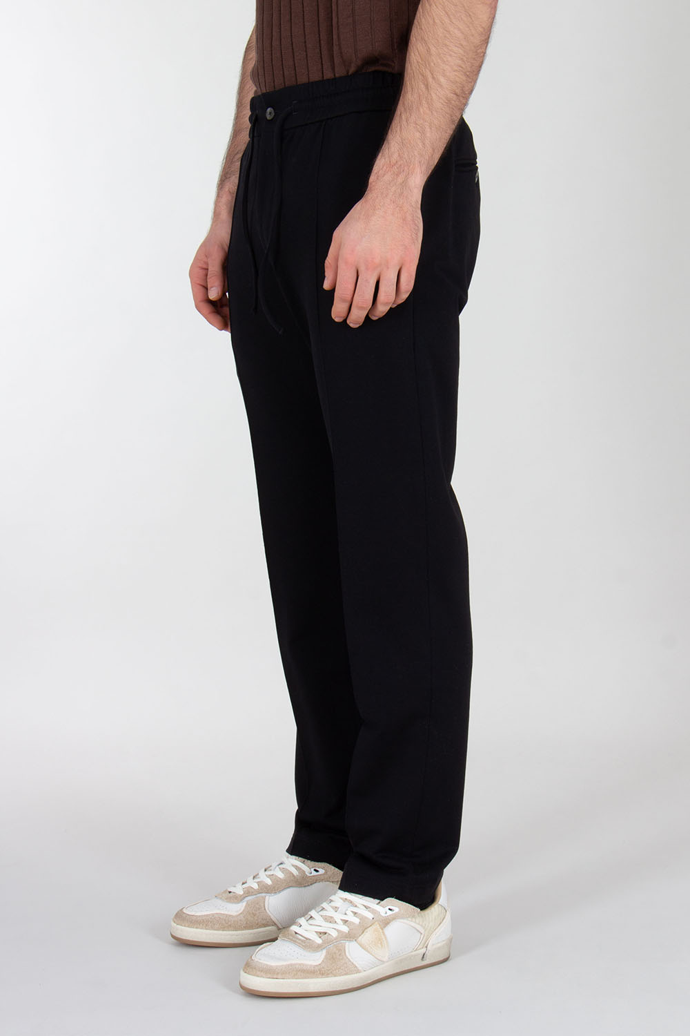 STEFAN BRANDT Slim Fit Cotton Jersey Trousers With Drawstring Waist Jonas