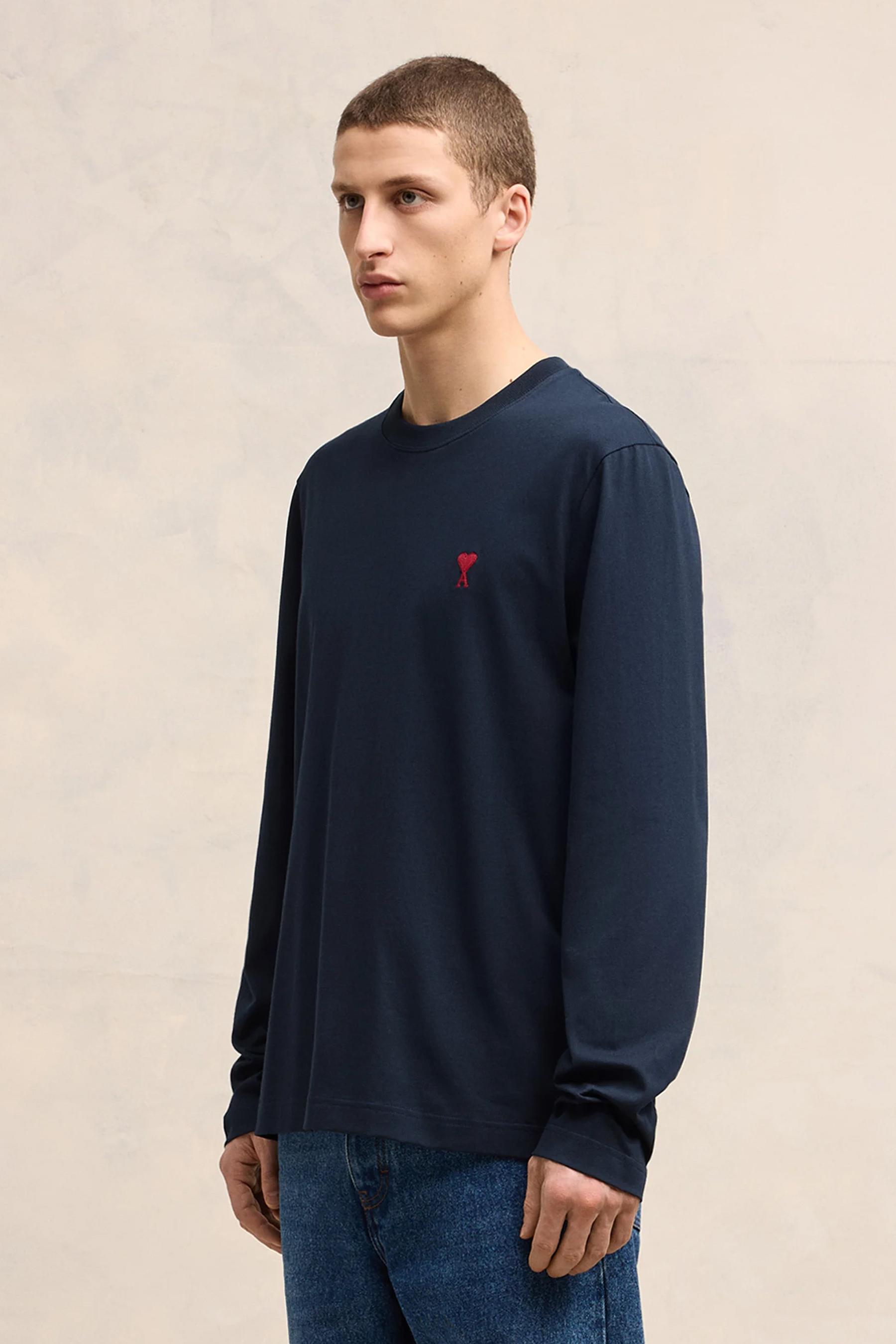 AMI PARIS Classic Fit Ami De Coeur Organic Cotton Jersey Long Sleeve T-Shirt AMI PARIS Classic Fit Ami De Coeur Organic Cotton Jersey Long Sleeve T-Shirt