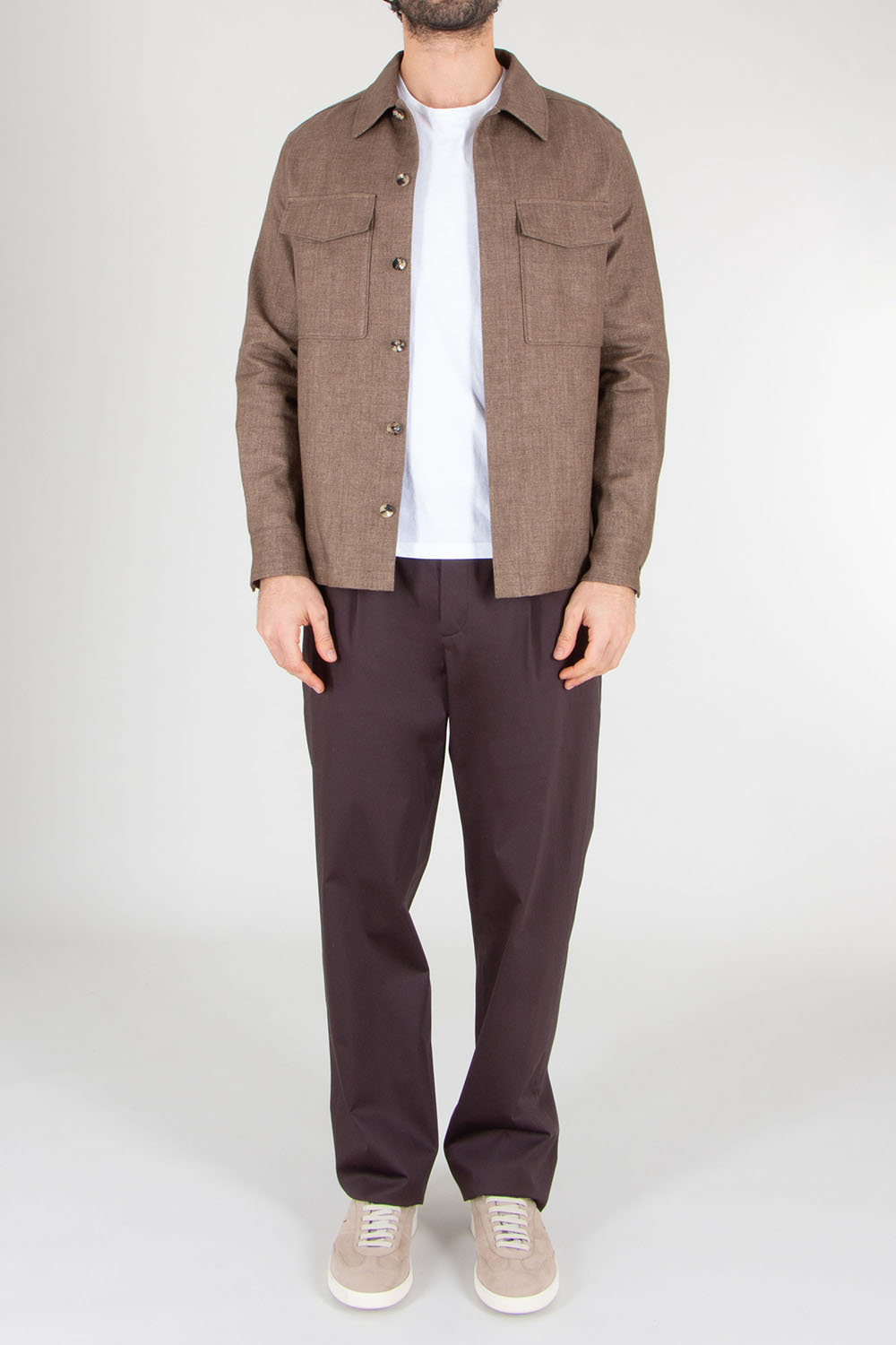 AGNONA Regular Fit Linen Overshirt