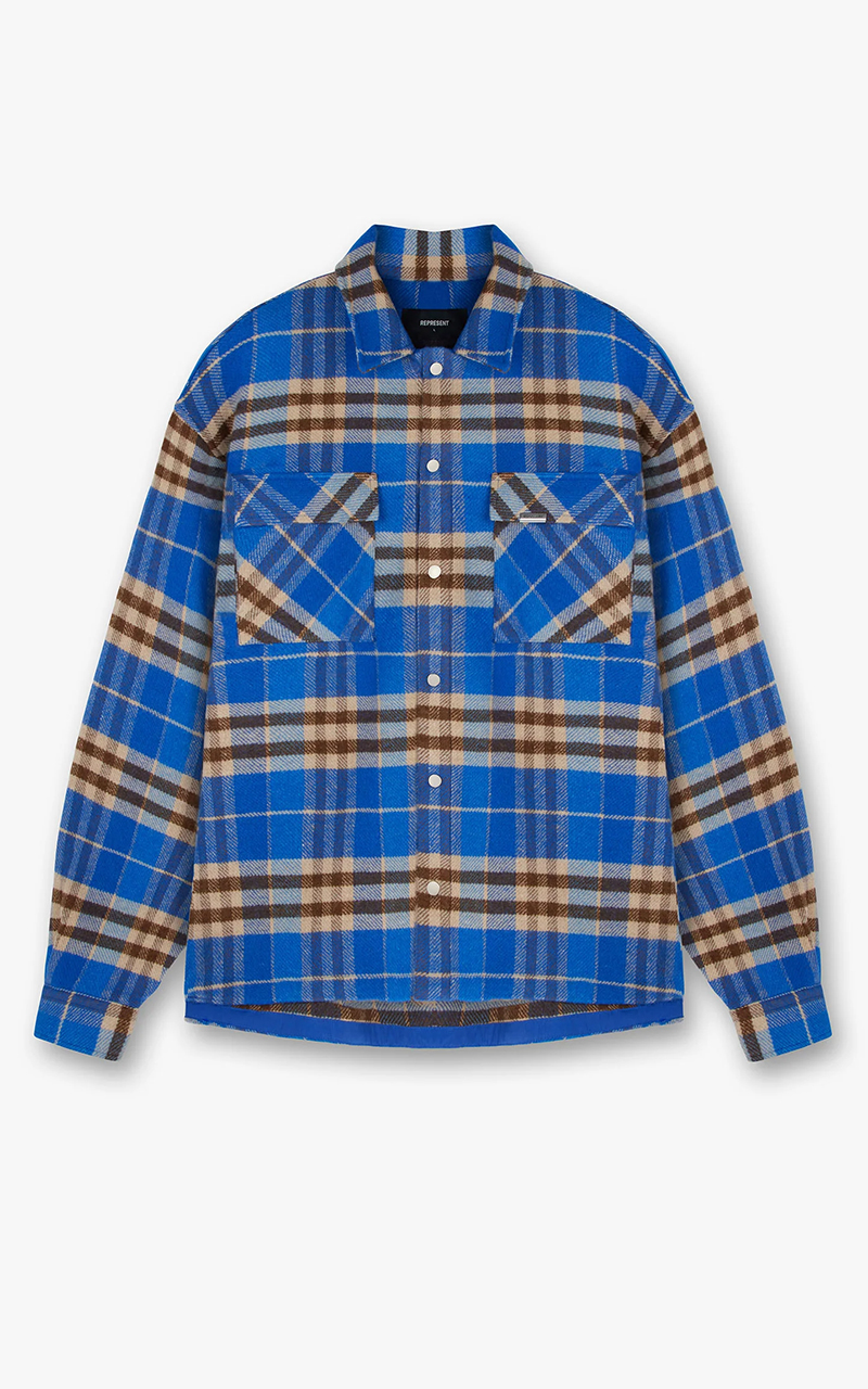 REPRESENT Initial Print Wool Blend Flannel Shirt REPRESENT Initial Print Wool Blend Flannel Shirt