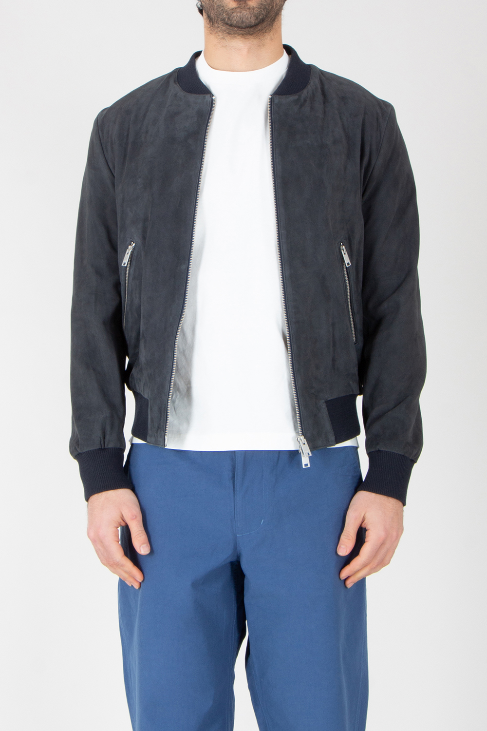 ARMA Regular Fit Goat Suede Bomber Jacket Didier