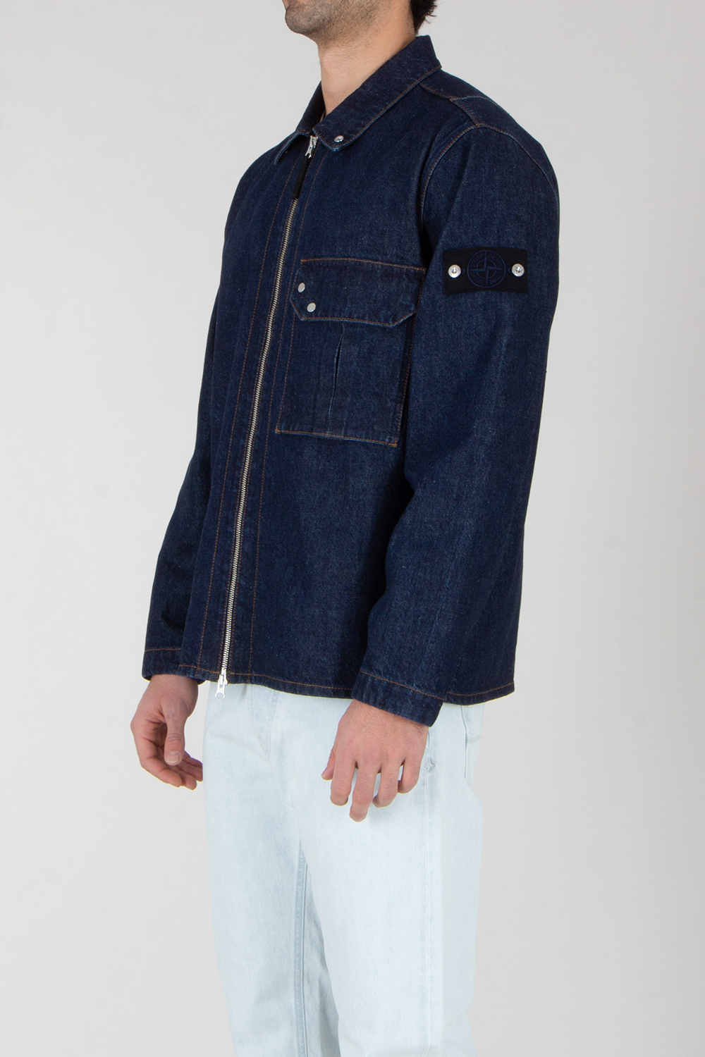 STONE ISLAND Regular Fit Rinsed Organic Cotton Denim Jacket