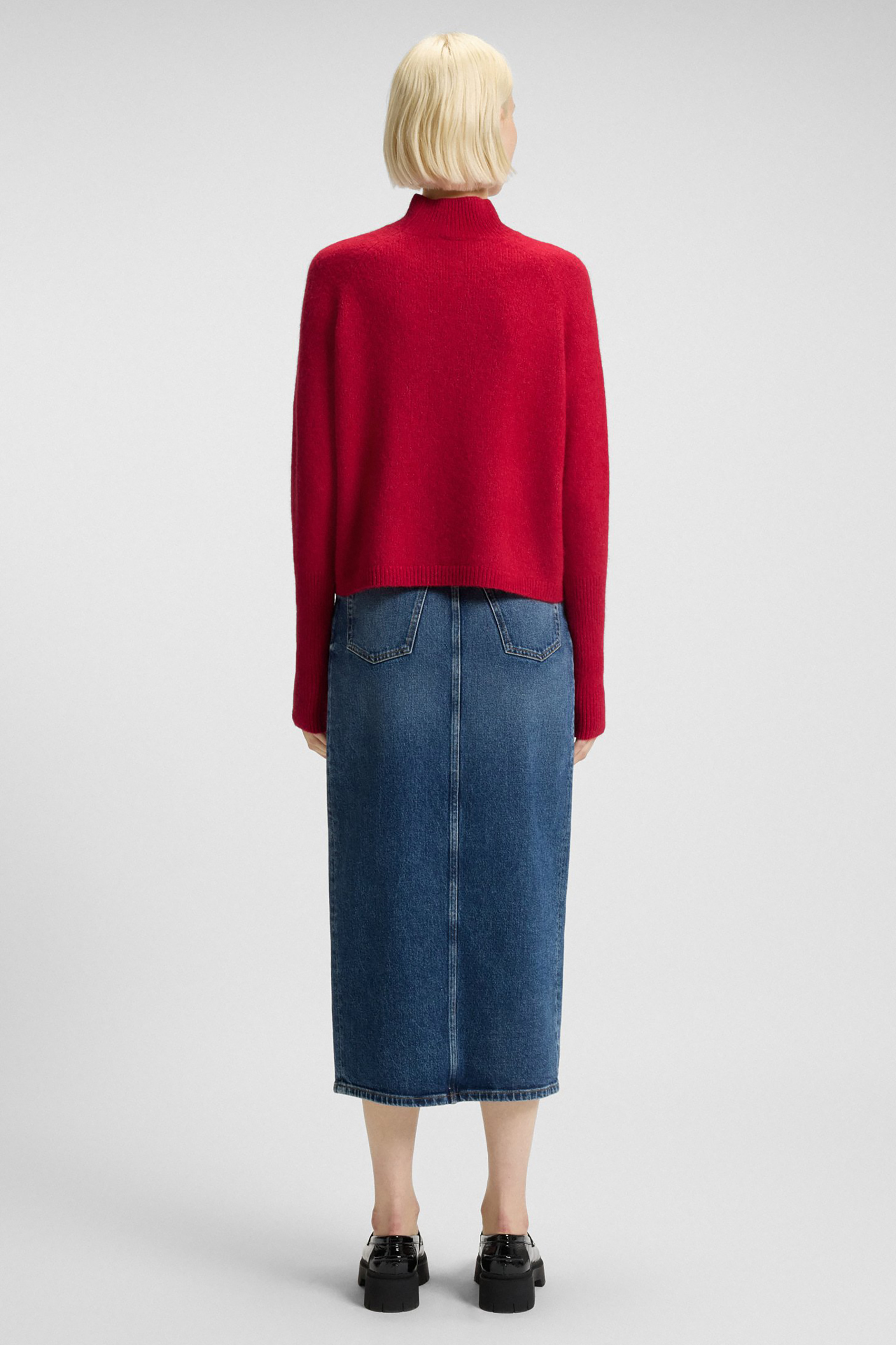 HUGO Relaxed Fit Wool-Alpaca Blend Mock Neck Sweater Surpio Hosen, Pullover, Rock, Person, Frau
