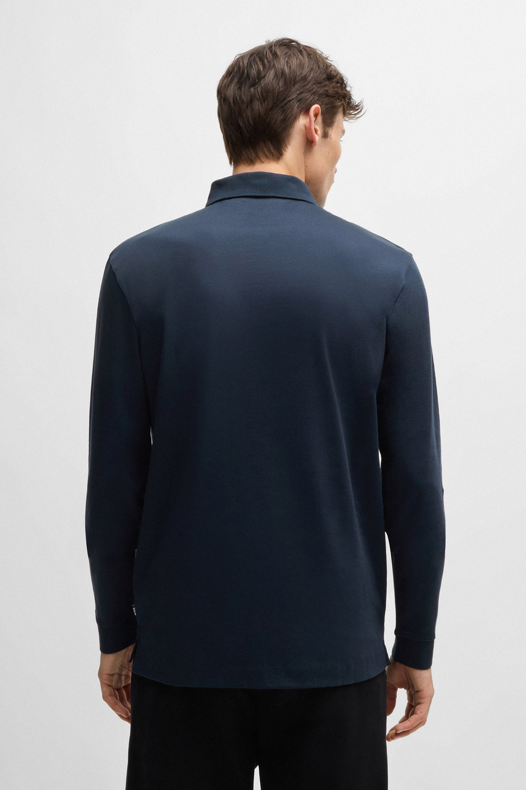 BOSS Regular Fit Embroidered Interlock-Cotton Long-Sleeve Polo Shirt Pado BOSS Regular Fit Embroidered Interlock-Cotton Long-Sleeve Polo Shirt Pado