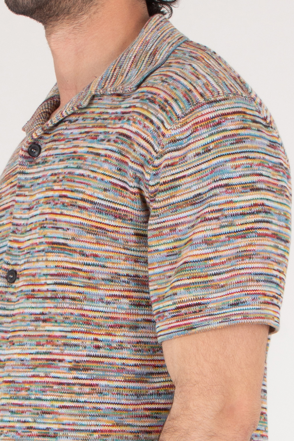 PAUL SMITH Knitted Signature Stripe Organic Cotton Short Sleeve Shirt