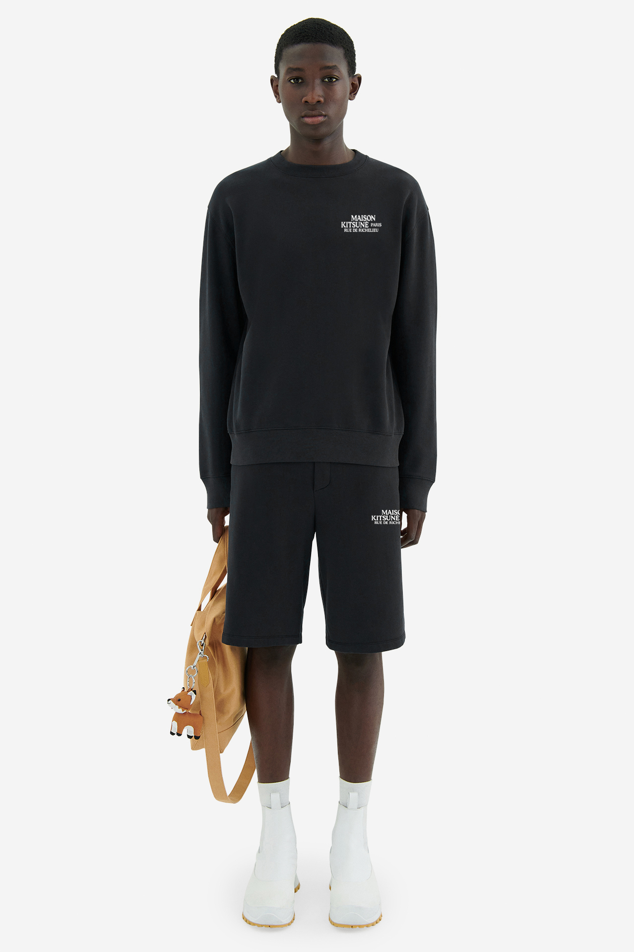 MAISON KITSUNÉ Rue De Richelieu Cotton Jog Bermuda Shorts