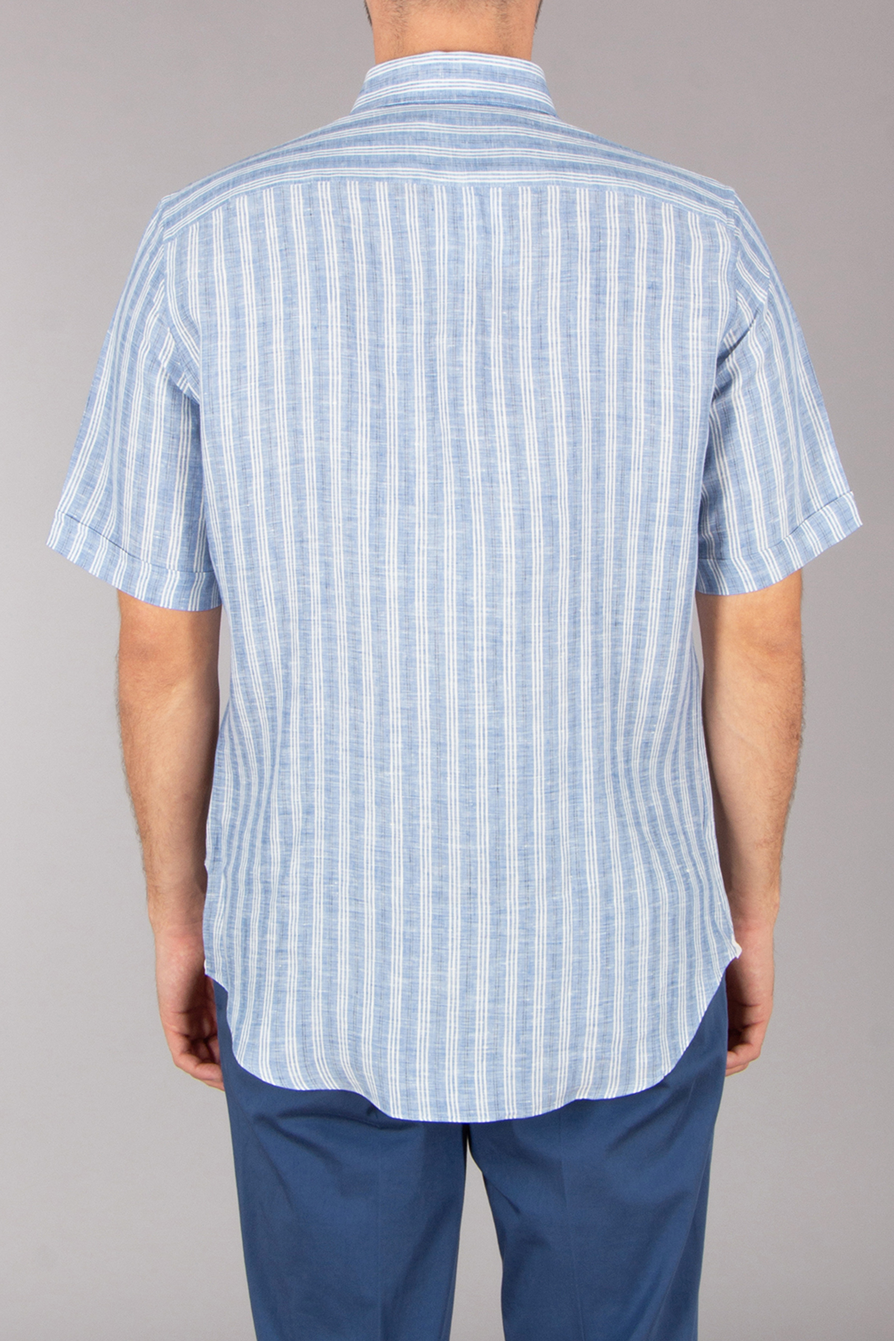 EMANUELE MAFFEIS Regular Fit Striped Linen Short-Sleeve Shirt Eduardo Gladys EMANUELE MAFFEIS Regular Fit Striped Linen Short-Sleeve Shirt Eduardo Gladys
