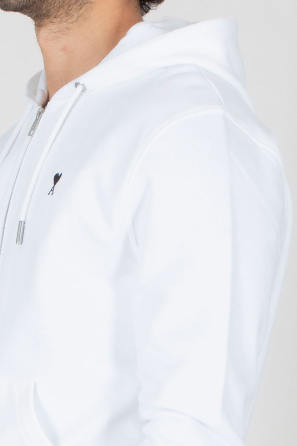 AMI PARIS Classic Fit Ami De Coeur Cotton Fleece Zip-Up Hoodie