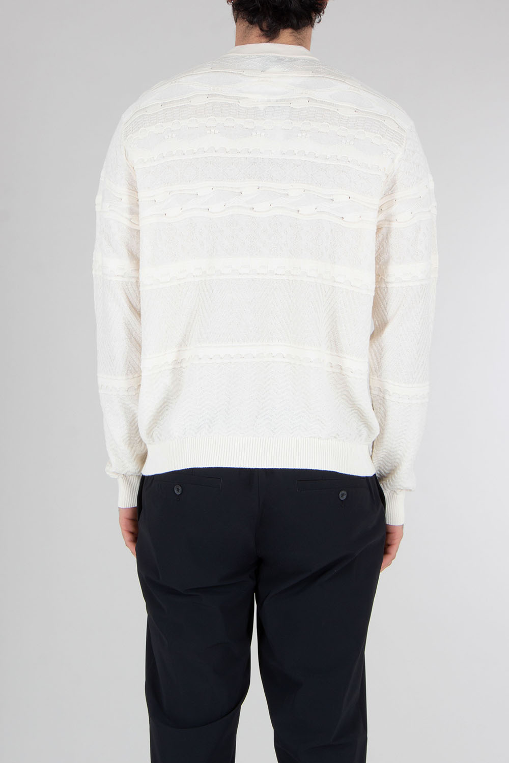 EMPORIO ARMANI Relaxed Fit Mix Stitch Lyocell-Paper-Cotton Knit Polo