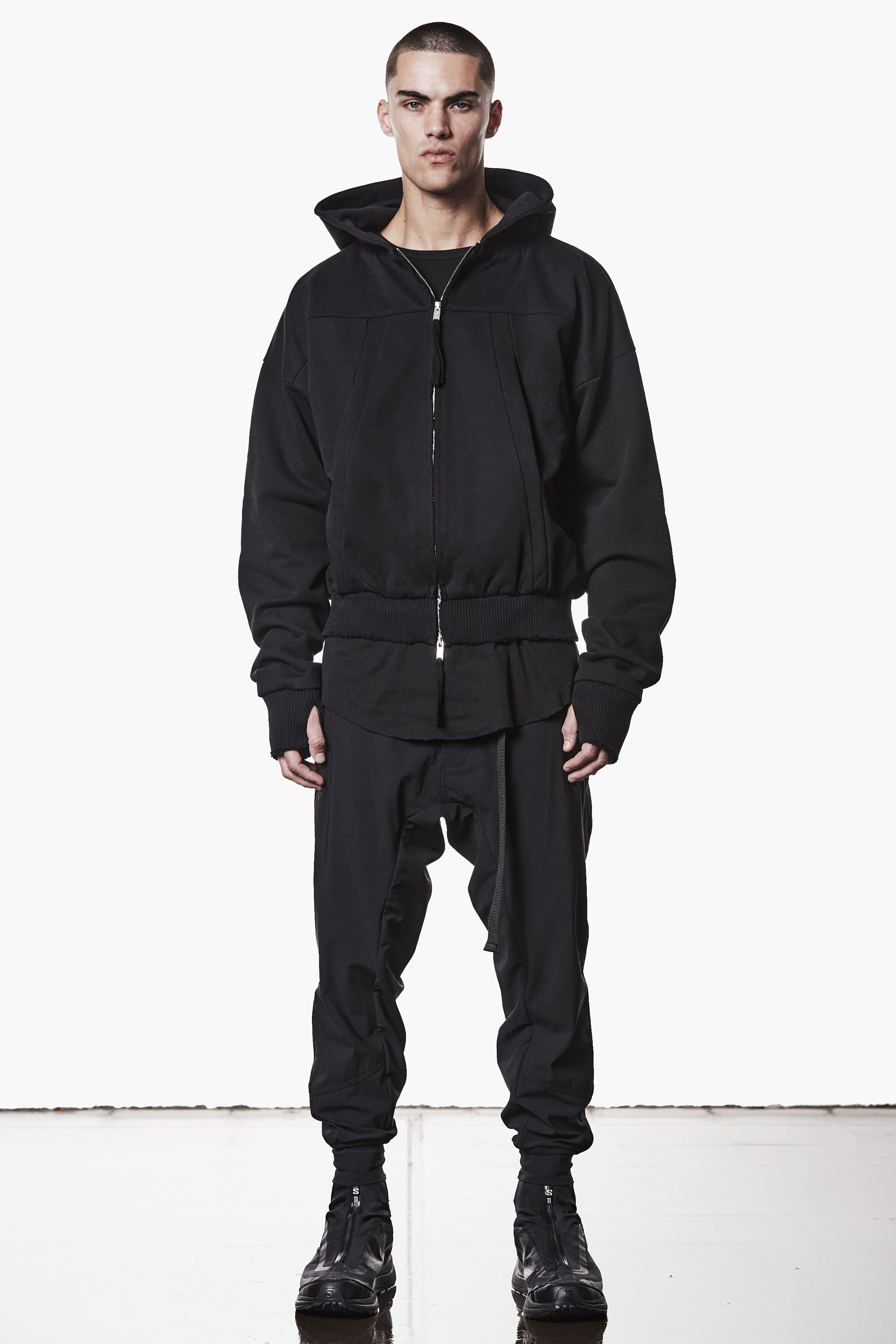 THOM KROM Relaxed Fit Cotton French Terry Zip-Up Hoodie Pulli, Sweatshirt, Kapuzenpulli, Mantel, Person