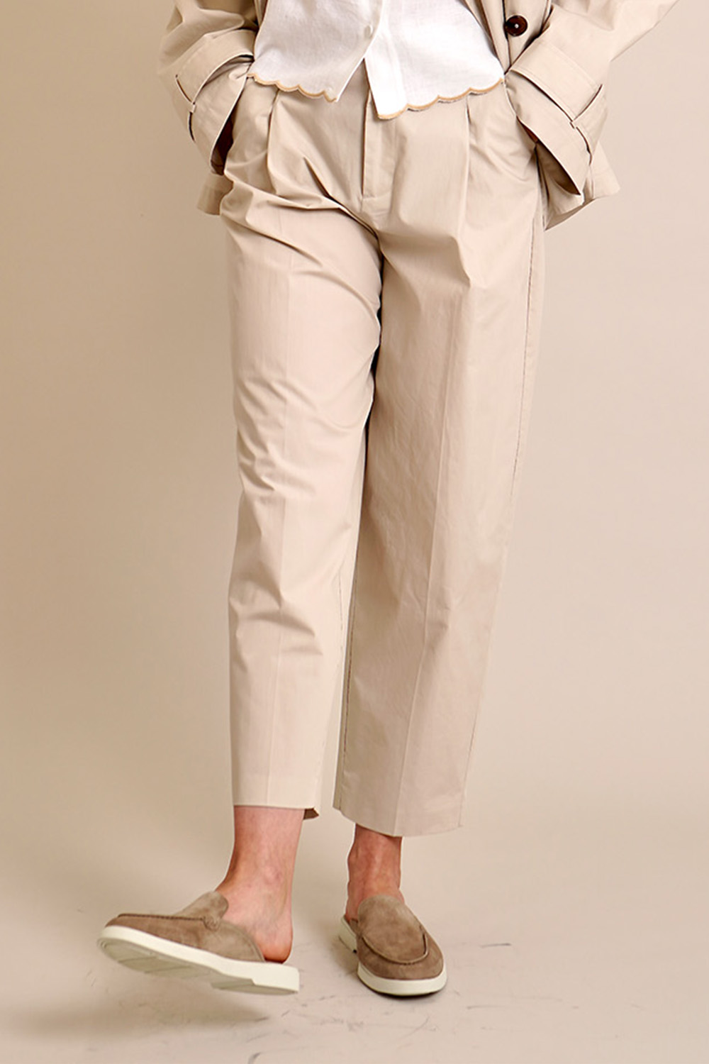 VAN LAACK Relaxed Fit Cotton Poplin Pleated Pants Hena