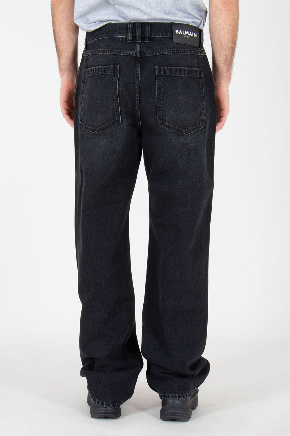 BALMAIN Loose Fit Organic Cotton Denim Jeans