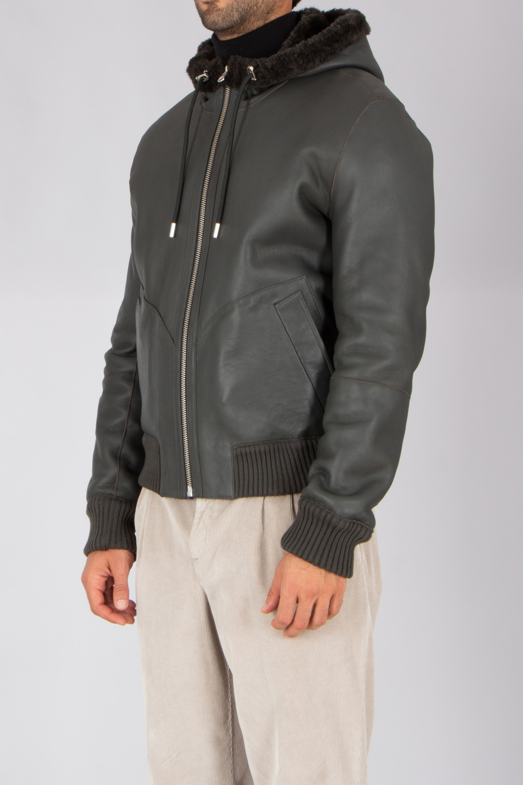 ARMA Regular Fit Reversible Shearling Nappa Leather Jacket Novel Bekleidung, Mantel, Jacke, Kapuzenpulli, Sweatshirt