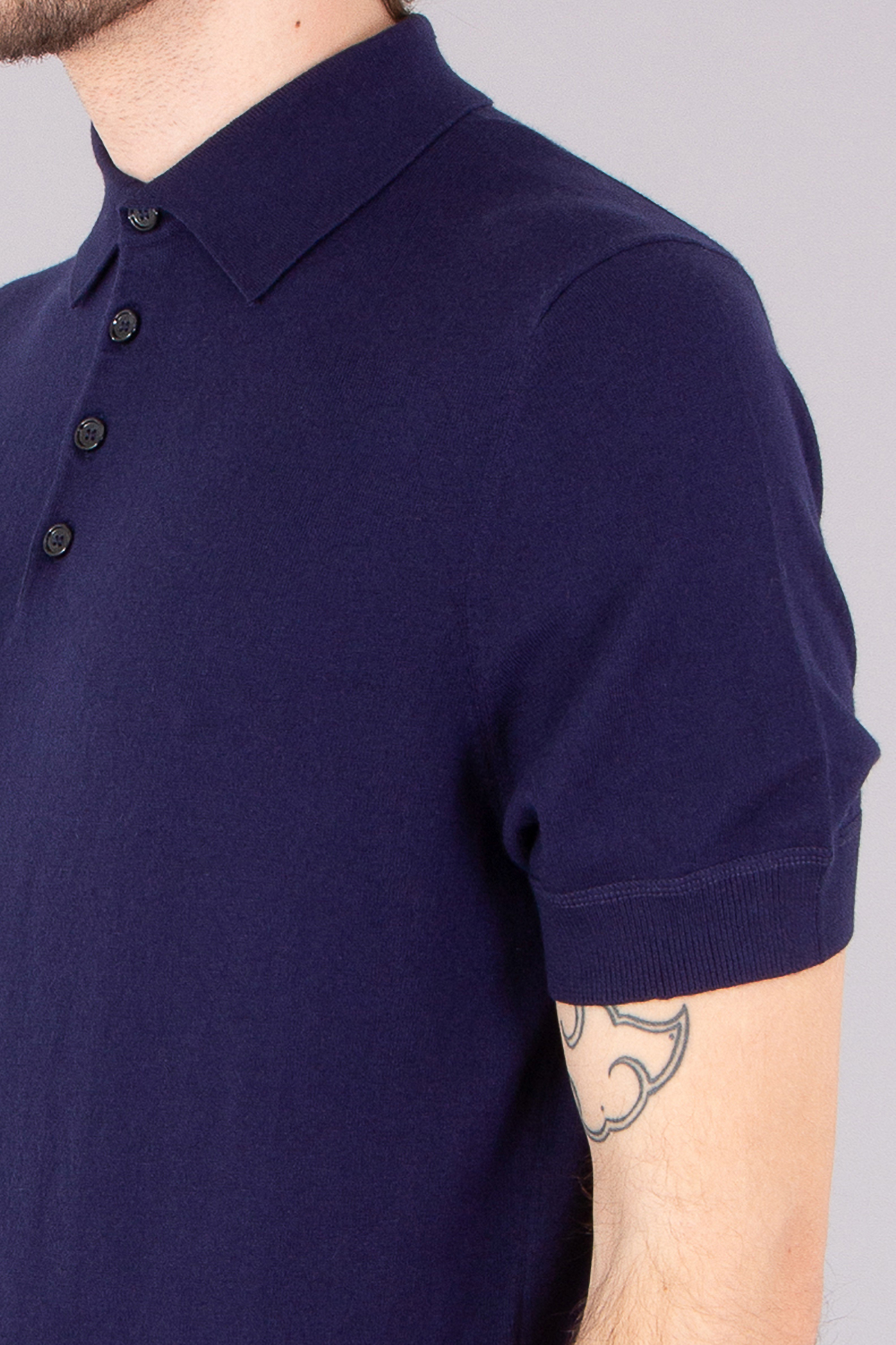 ALLUDE Cotton-Silk-Cashmere Blend Knit Polo ALLUDE Cotton-Silk-Cashmere Blend Knit Polo