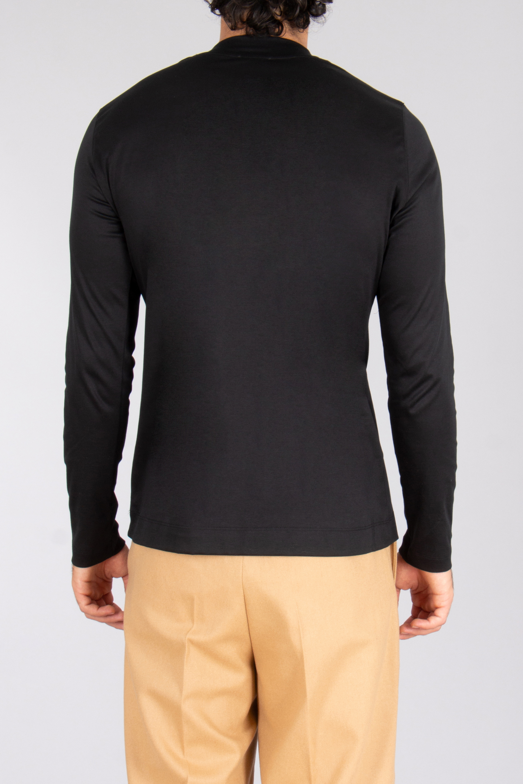 VAN LAACK Slim Fit Slim Fit Swiss Cotton Jersey Mock Neck Long-Sleeve T-Shirt Pamos Langarm, Ärmel, Erwachsener, Mann, Person