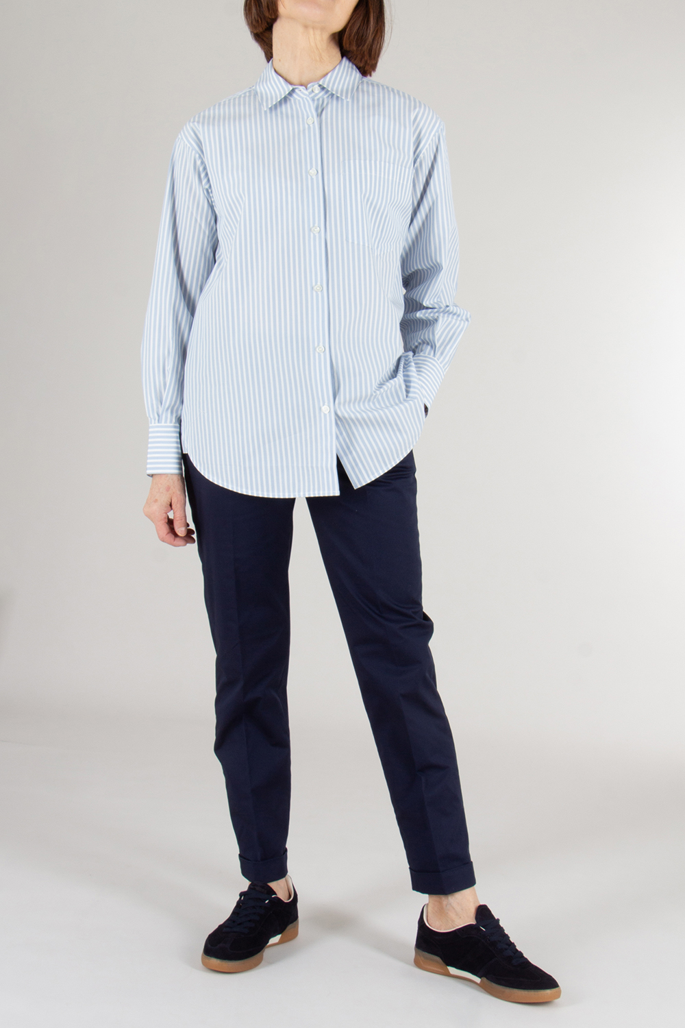WOOLRICH Relaxed Fit Striped Cotton Poplin Boyfriend Shirt