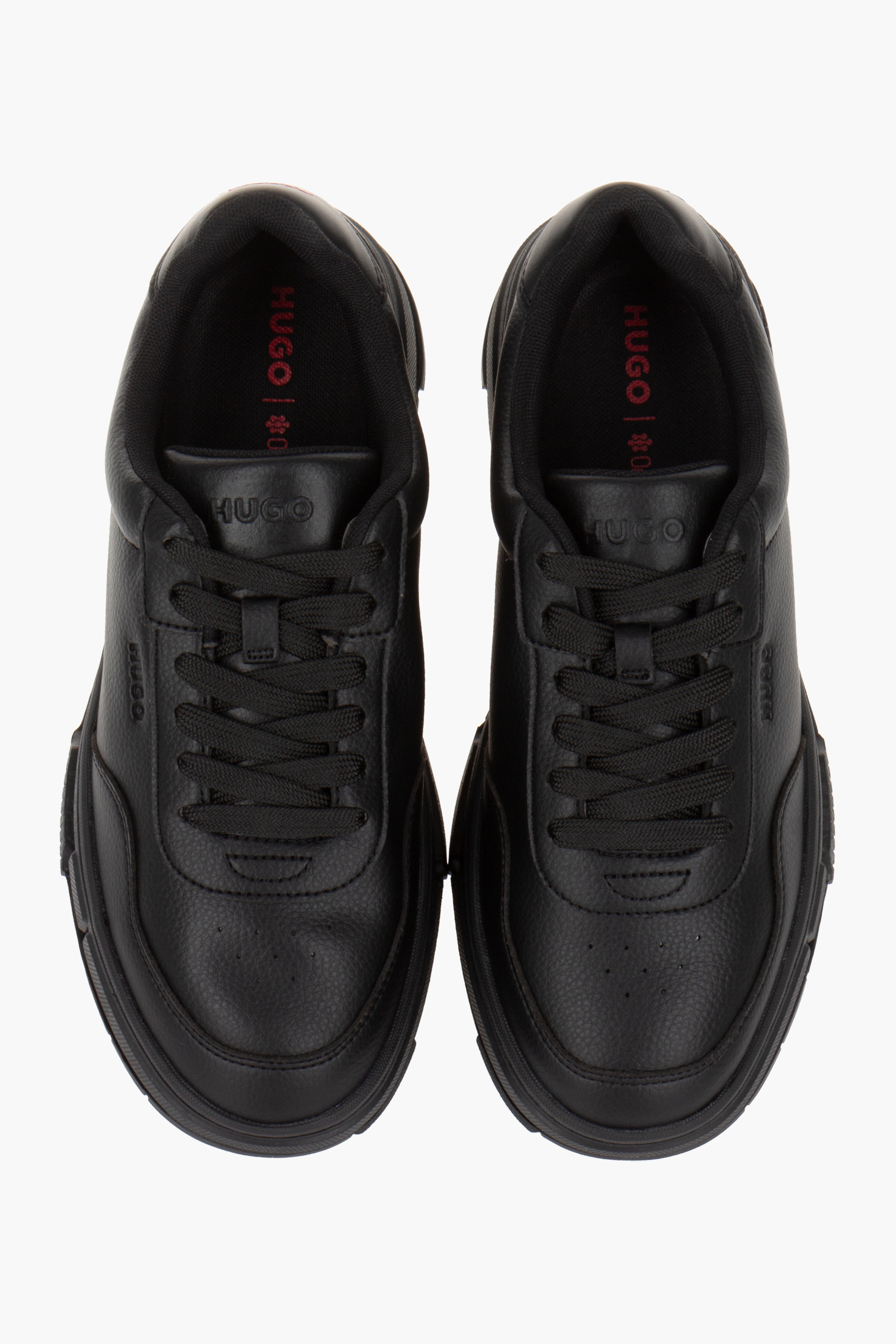 HUGO Grained Faux Leather Sneakers Yarrow Bekleidung, Schuhwerk, Schuh, Sneaker