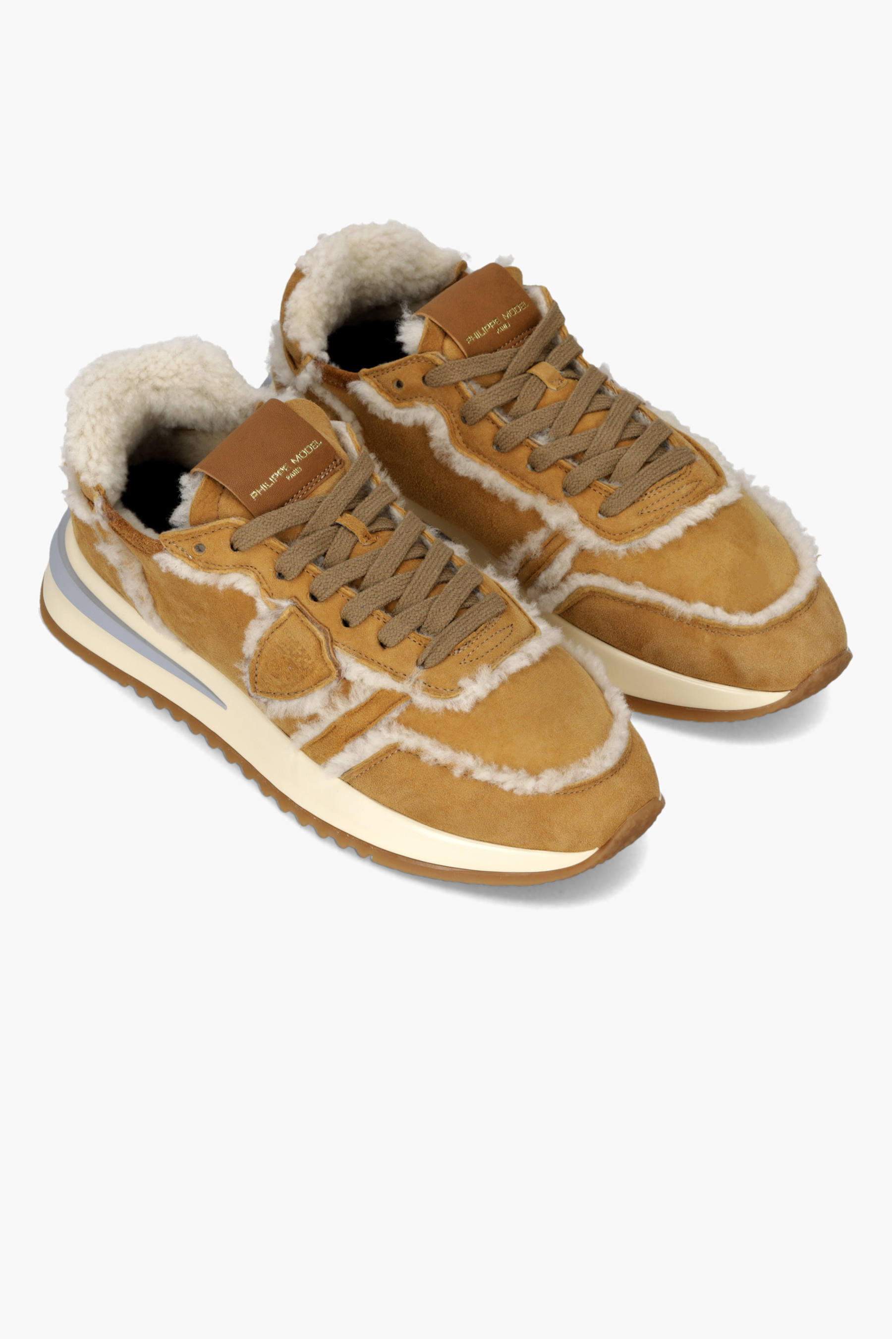 PHILIPPE MODEL Faux Shearling Lined Suede Sneakers Tropez 2.1 Low Bekleidung, Schuhwerk, Schuh, Sneaker, Wildleder