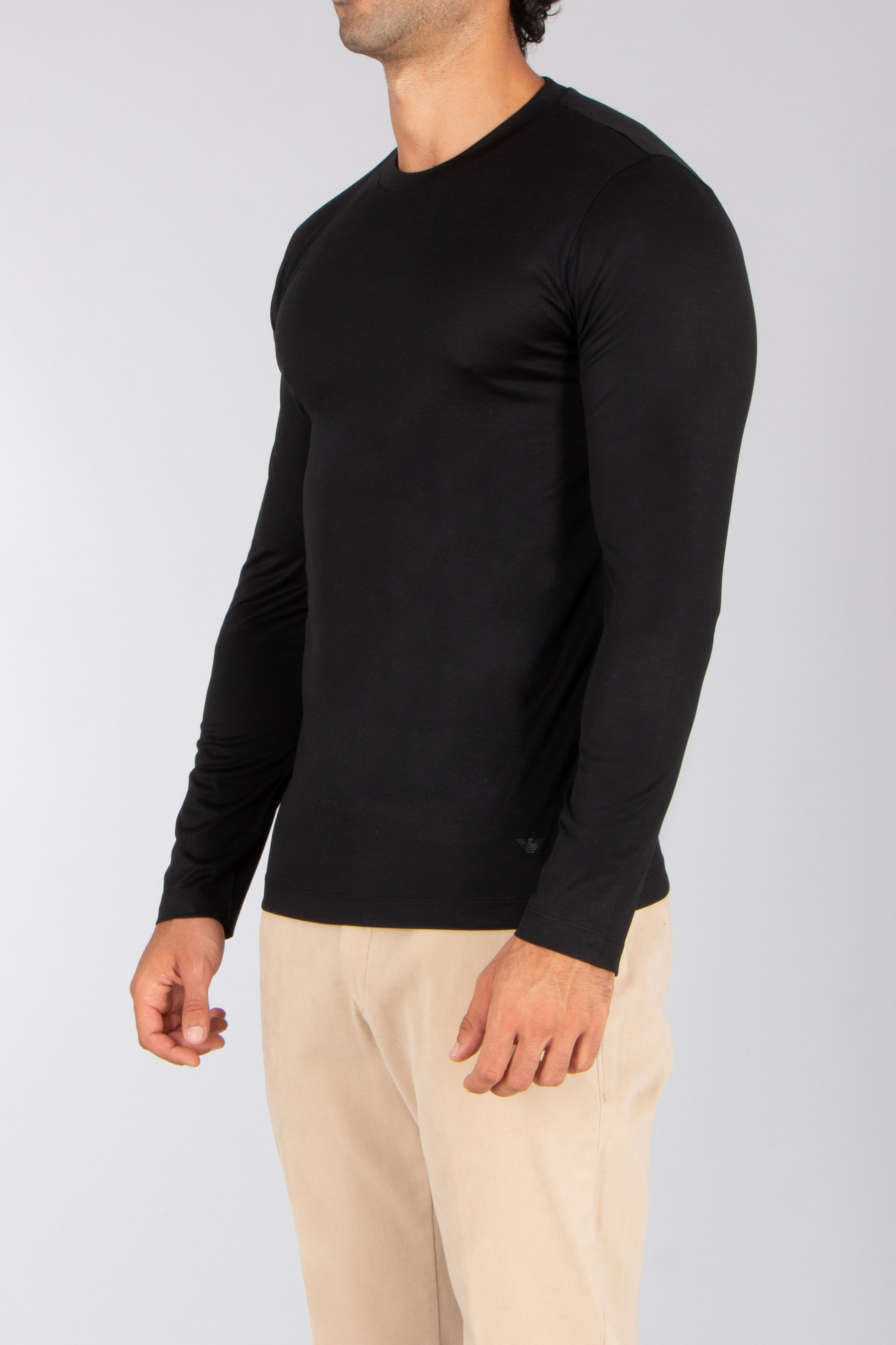 EMPORIO ARMANI Regular Fit Essential Lyocell-Cotton Jersey Long-Sleeve T-Shirt Langarm, Ärmel, Erwachsener, Mann, Person