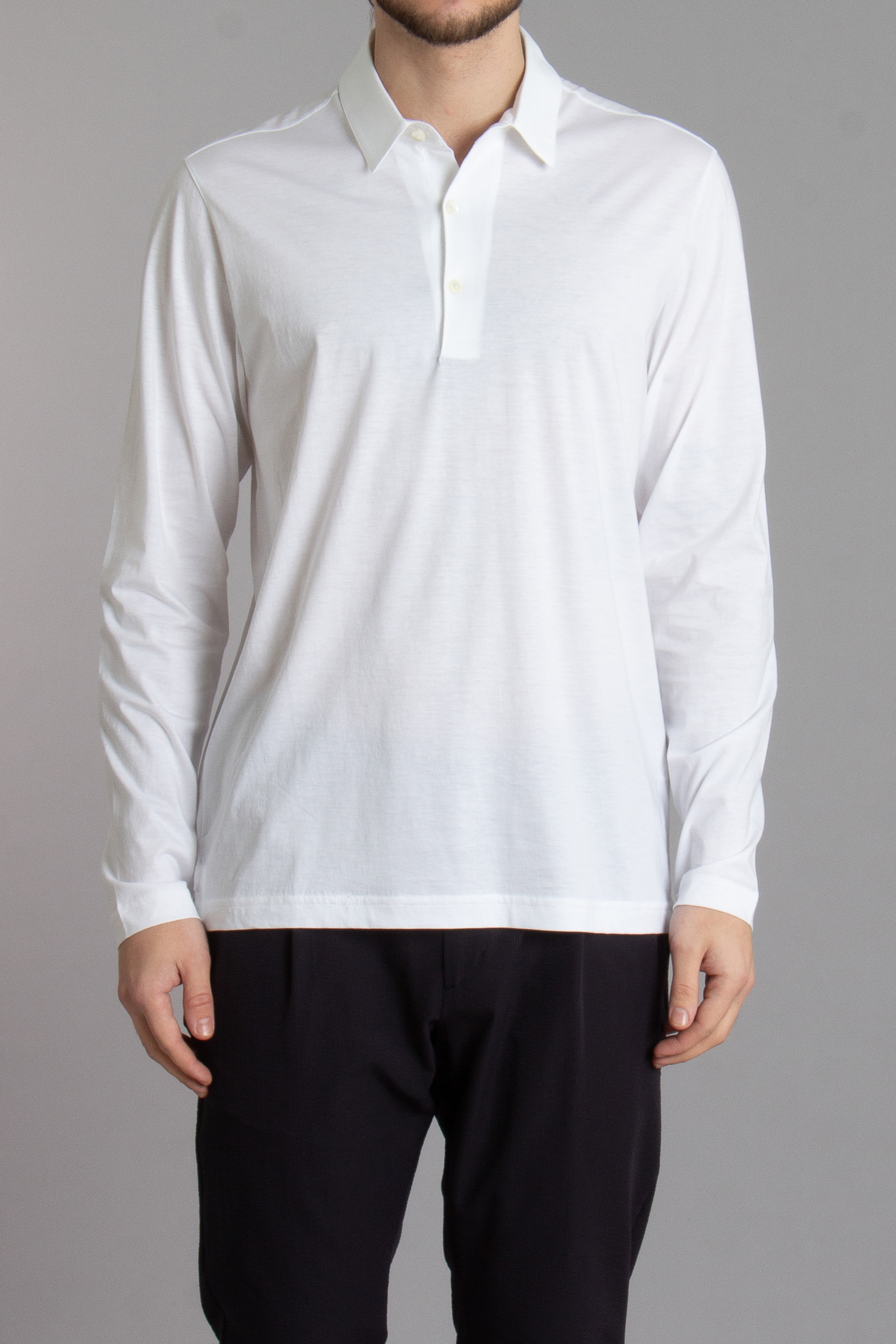 STEFAN BRANDT Organic Urpima Sea Island Cotton Jersey Long Sleeve Polo Shirt Luca STEFAN BRANDT Organic Urpima Sea Island Cotton Jersey Long Sleeve Polo Shirt Luca