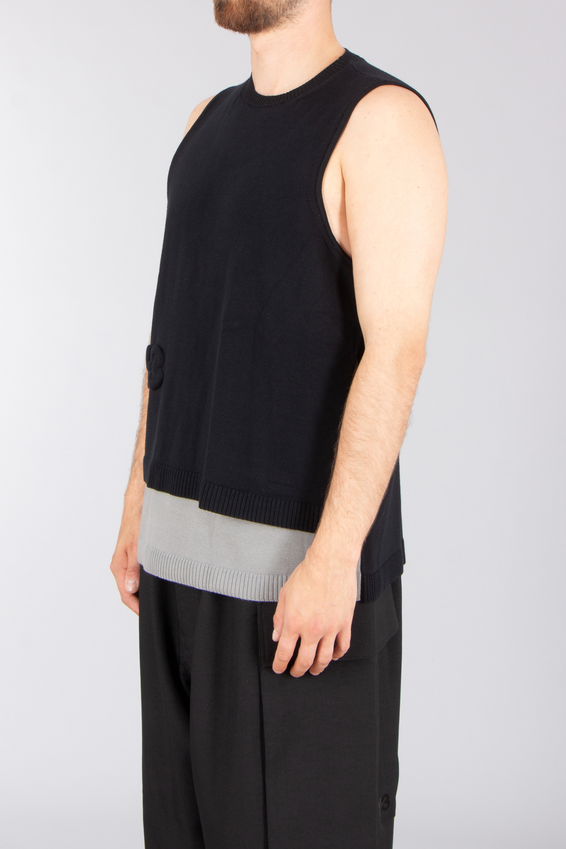 Y-3 Regular Fit Viscose Blend Logo Knit Vest Unterhemd, Bluse, Erwachsener, Mann, Person