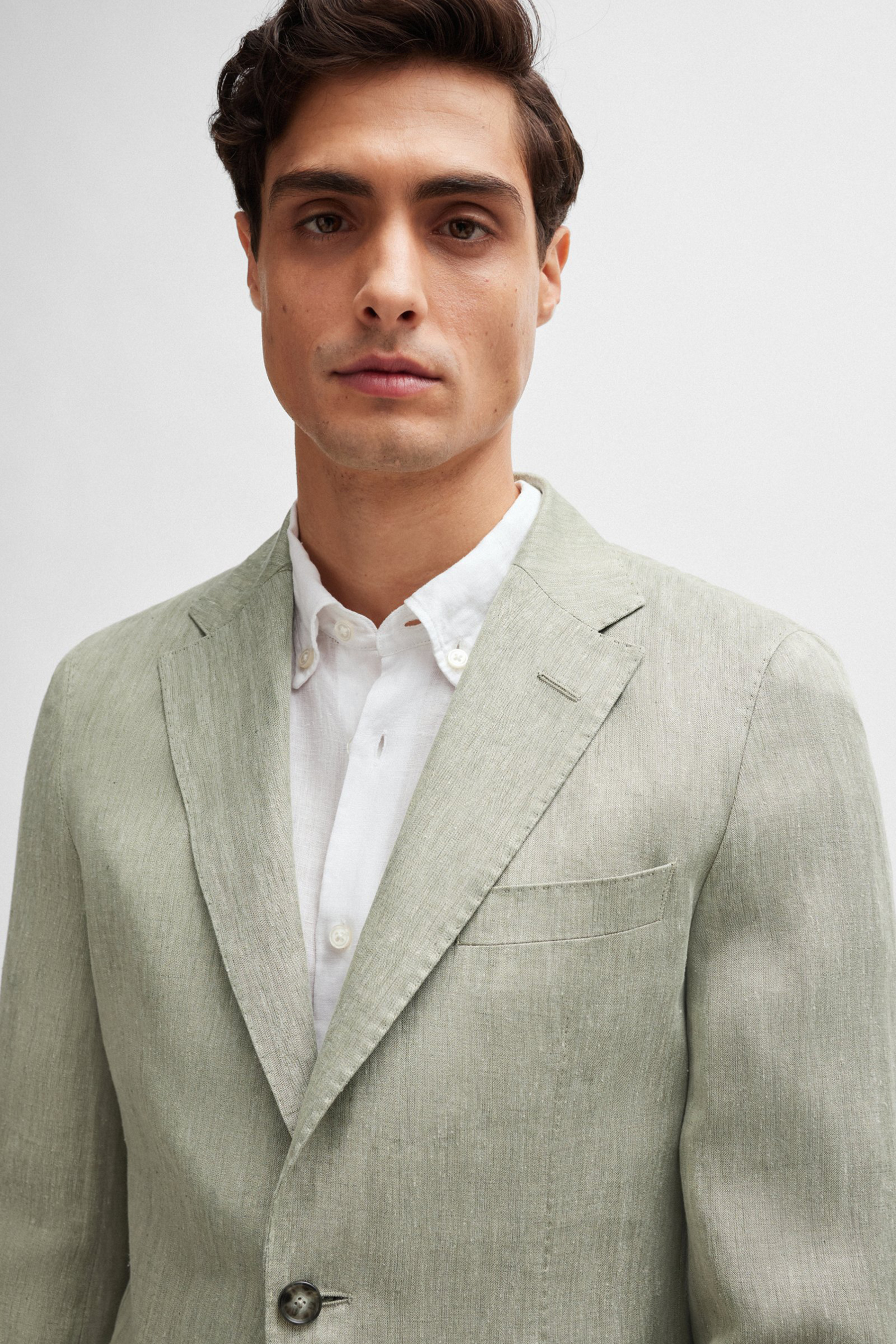 BOSS Slim Fit Herringbone Linen-Silk Jacket L-Heston BOSS Slim Fit Herringbone Linen-Silk Jacket L-Heston