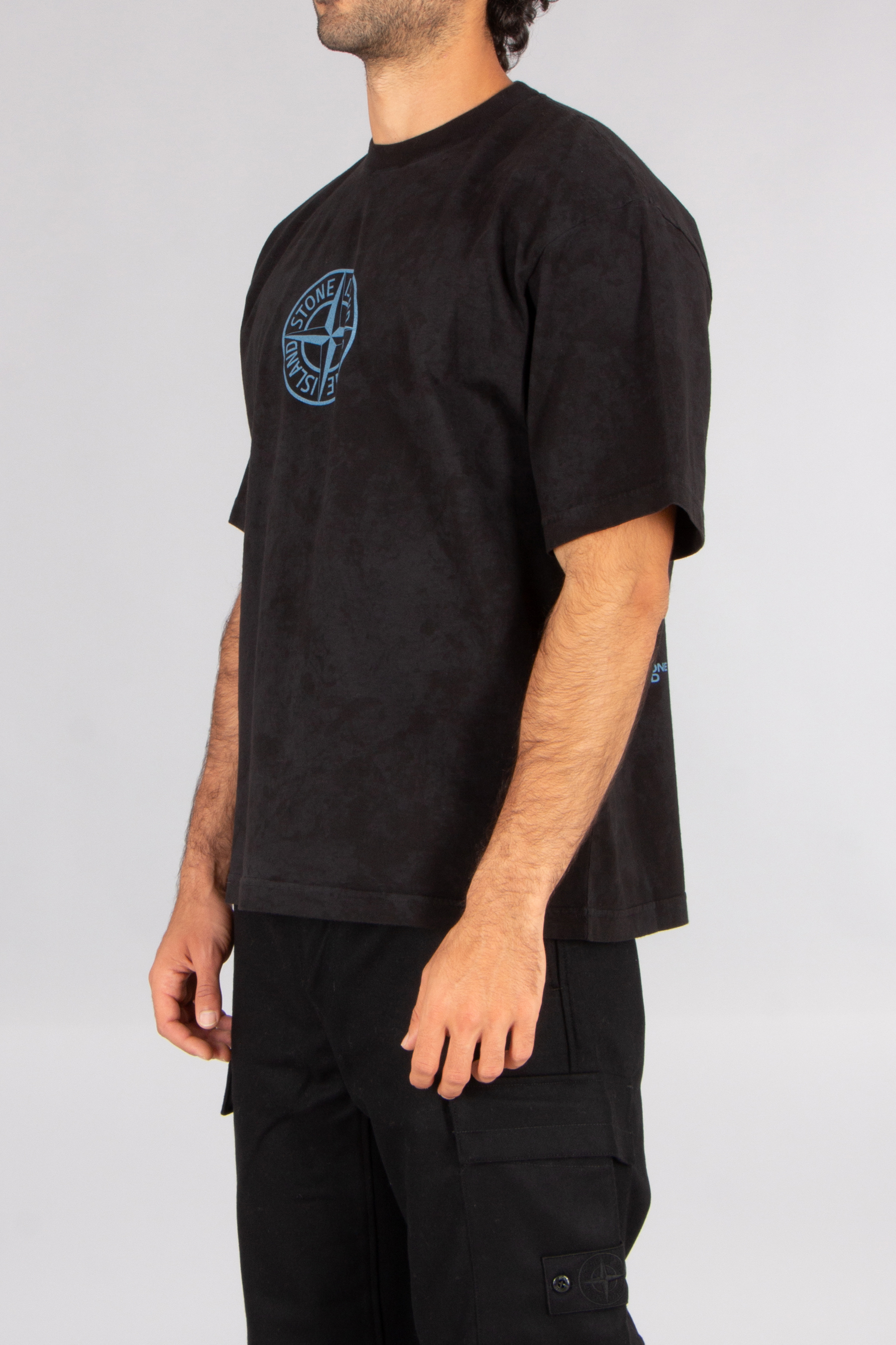 STONE ISLAND Regular Fit Megacity Sky Print Paintball Treatment Combed Organic Cotton Jersey T-Shirt T-shirt, Hemd, Ärmel, Mann, Person