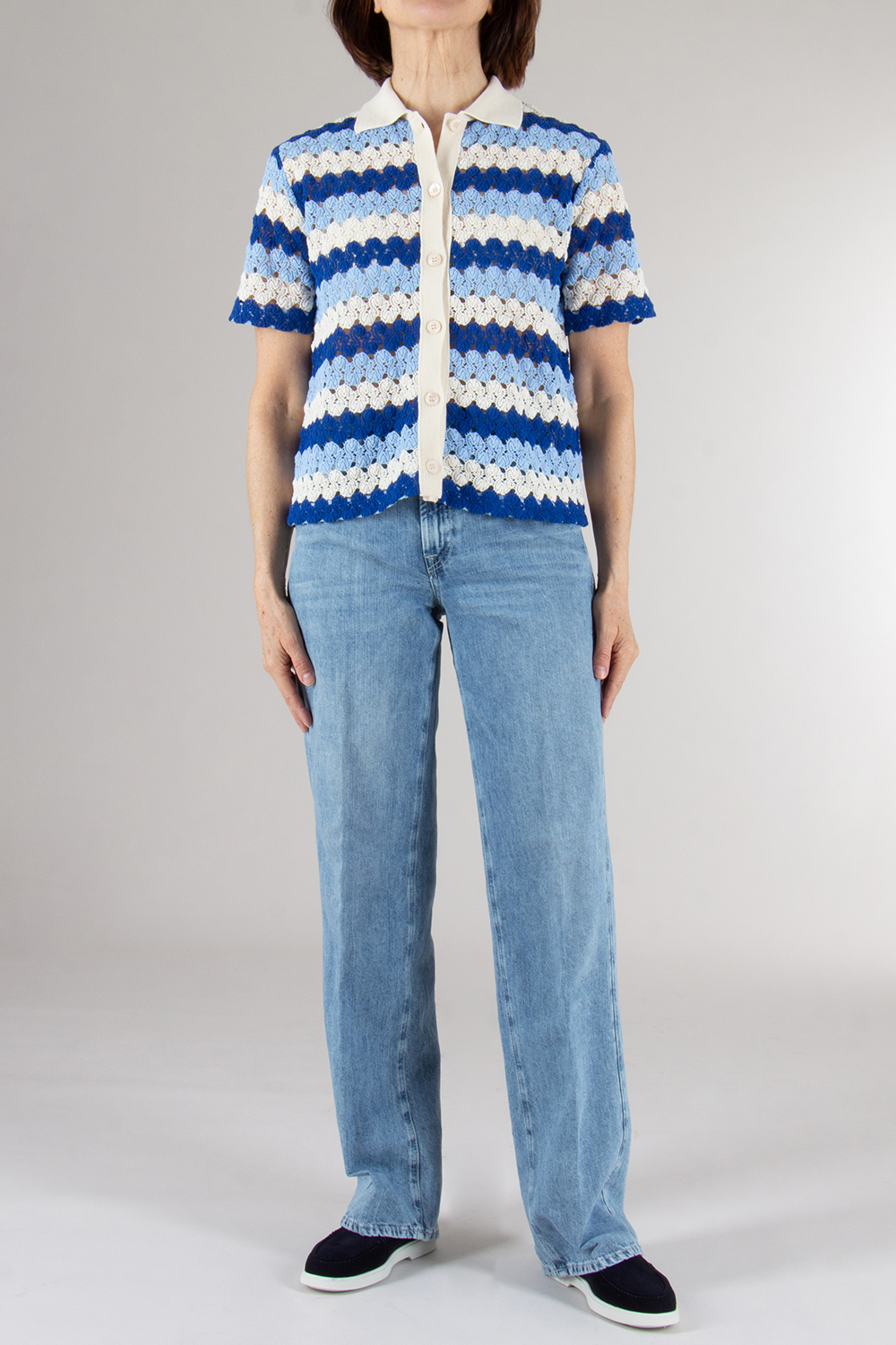 MC2 SAINT BARTH Striped Crochet Polo Monet