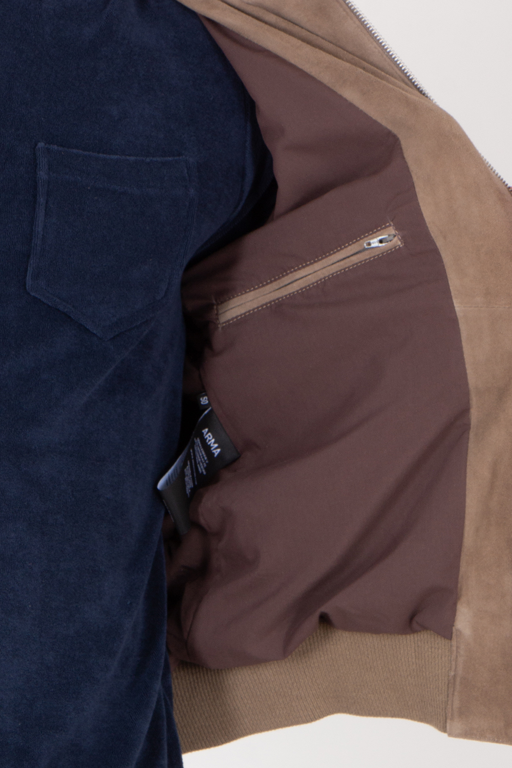 ARMA Regular Fit Goat Suede Bomber Jacket Didier