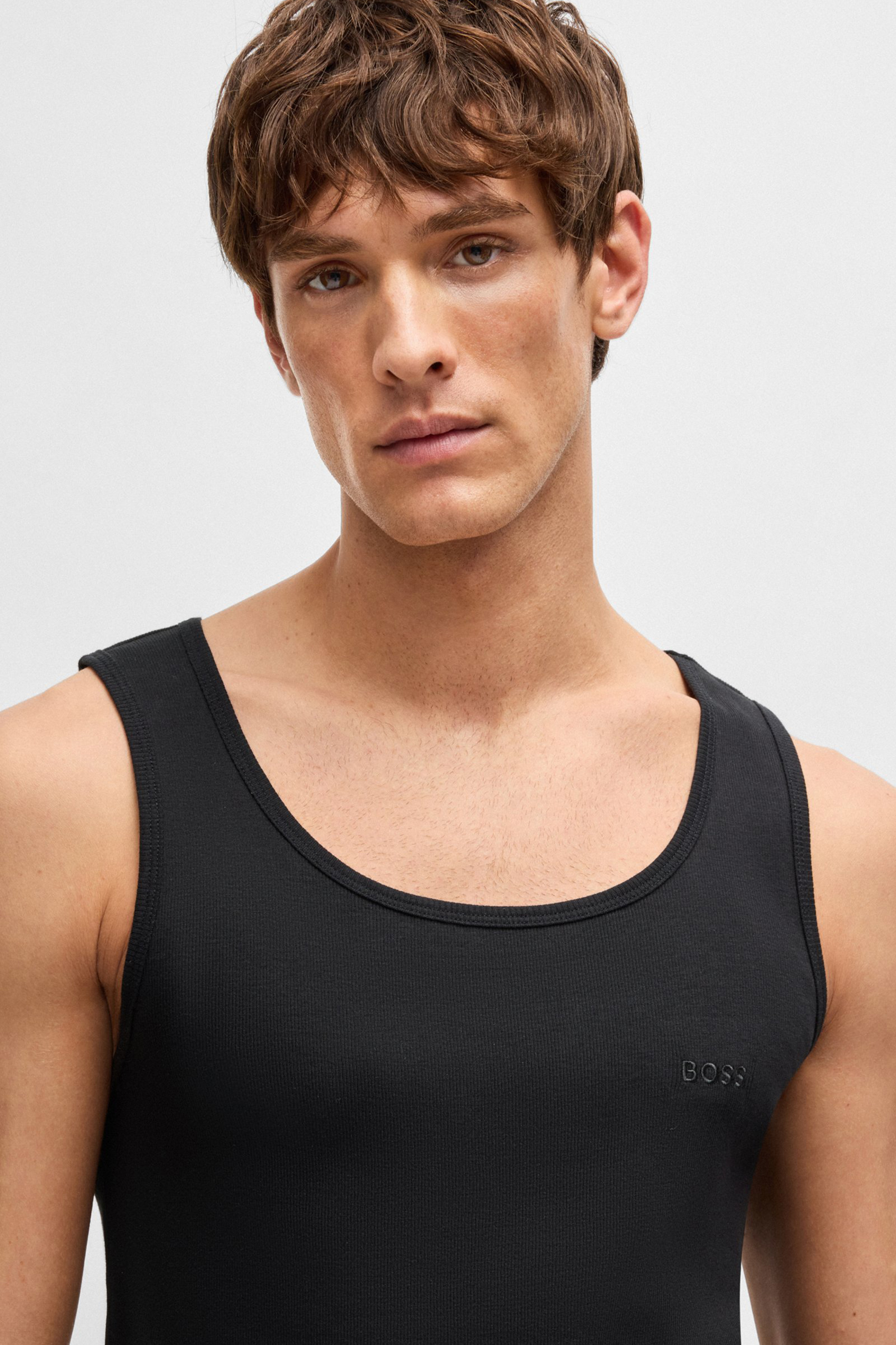 BOSS 3-Pack Regular Fit Ribbed Cotton Tank Tops BOSS 3-Pack Regular Fit Ribbed Cotton Tank Tops