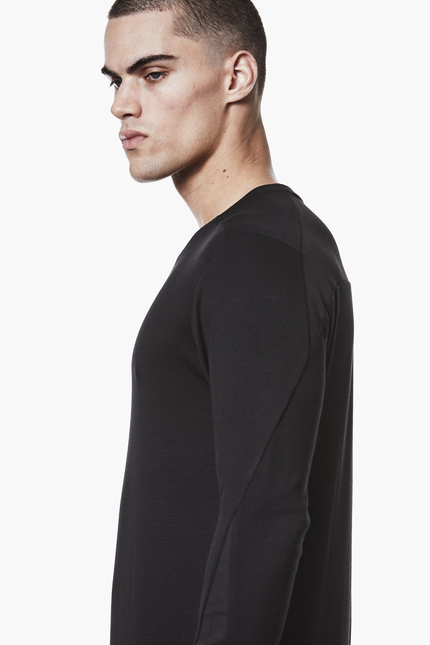 THOM KROM Slim Fit Viscose Stretch Long-Sleeve T-Shirt Langarm, Ärmel, Person, Portrait, Mann