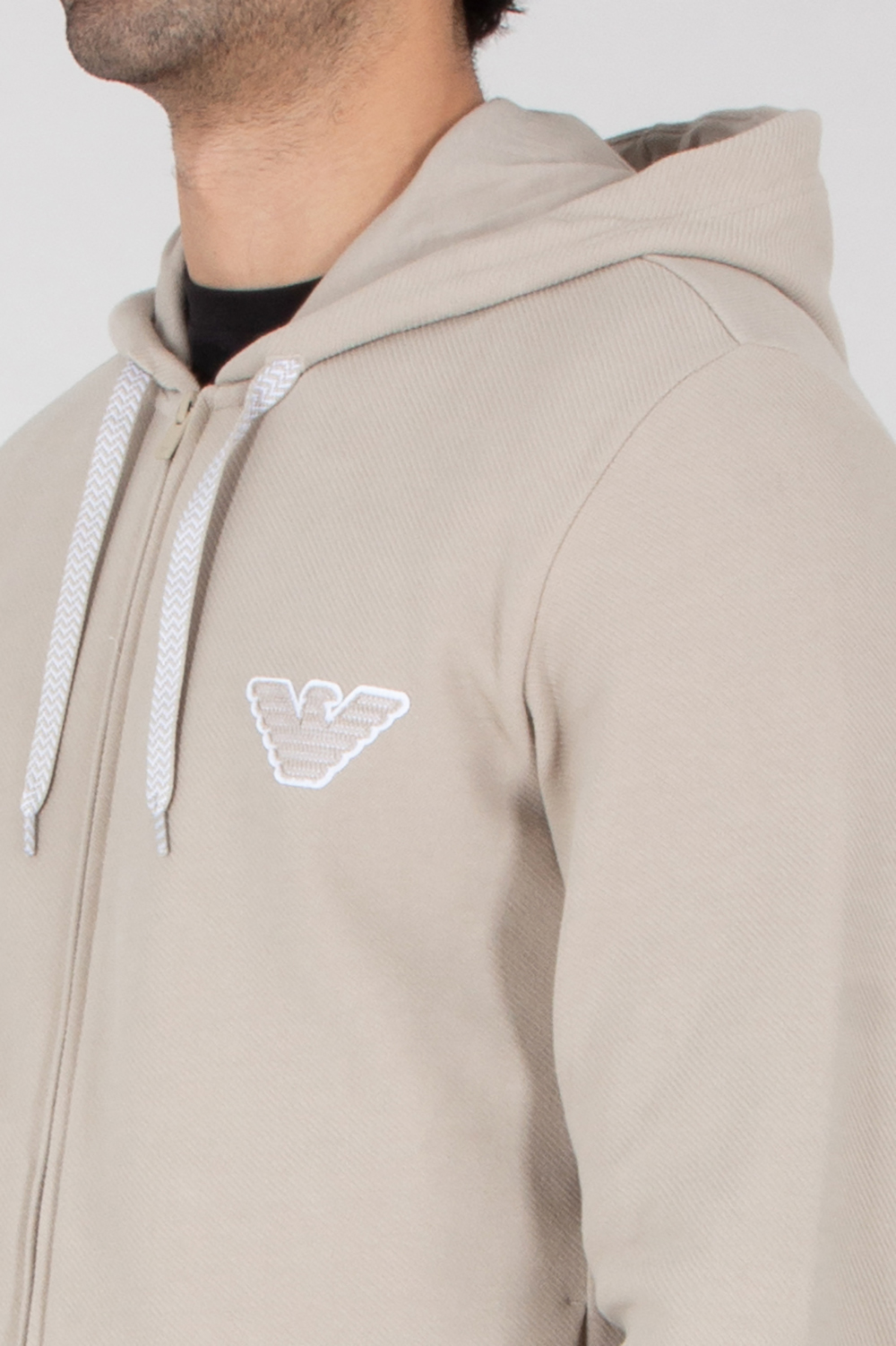 EMPORIO ARMANI Regular Fit Cotton Blend Stretch Jersey Loungewear Zip-Up Hoodie