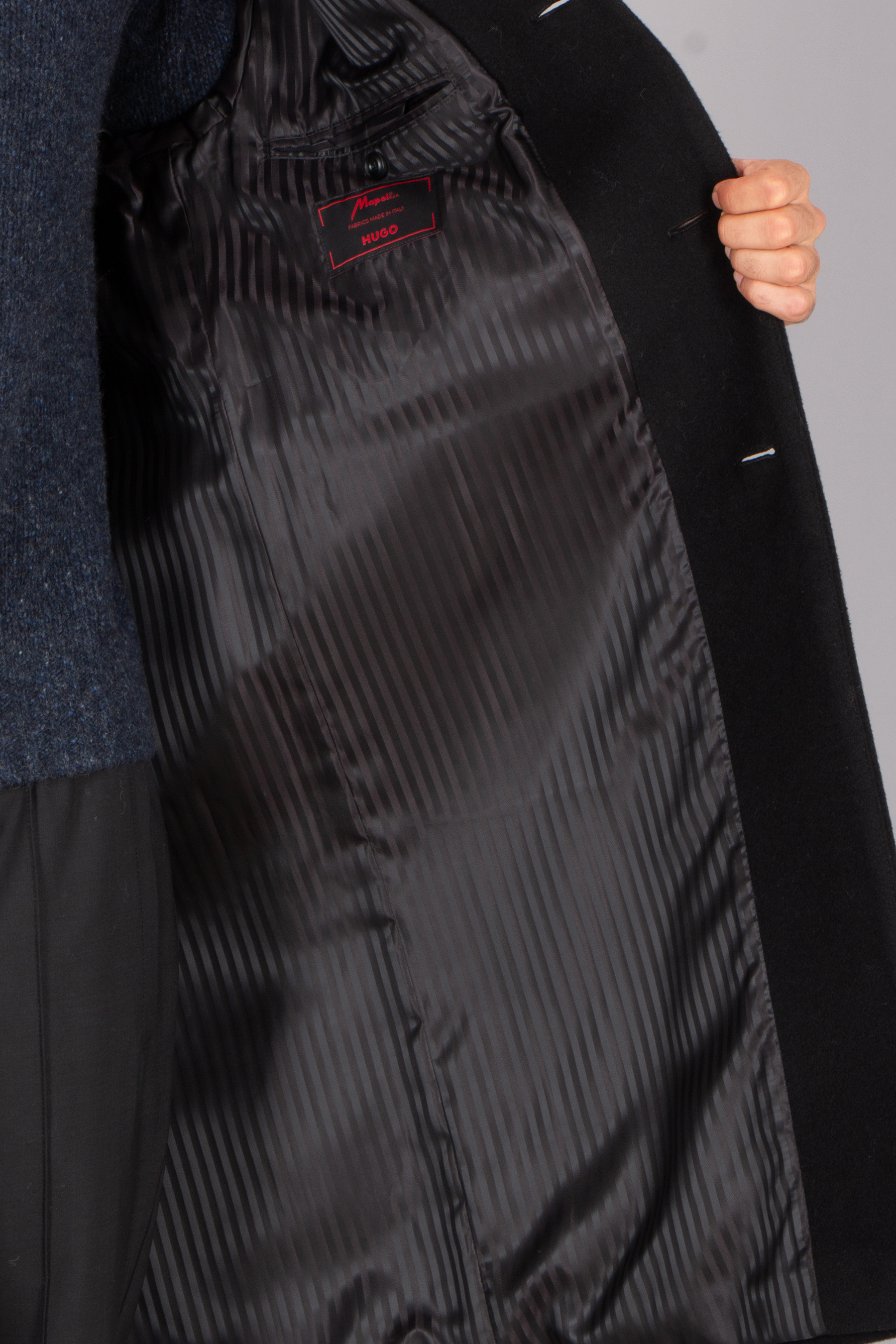 HUGO Regular Fit Super Black Recycled Wool Blend Coat Mazoro Bekleidung, Mantel, Weste, Jacke