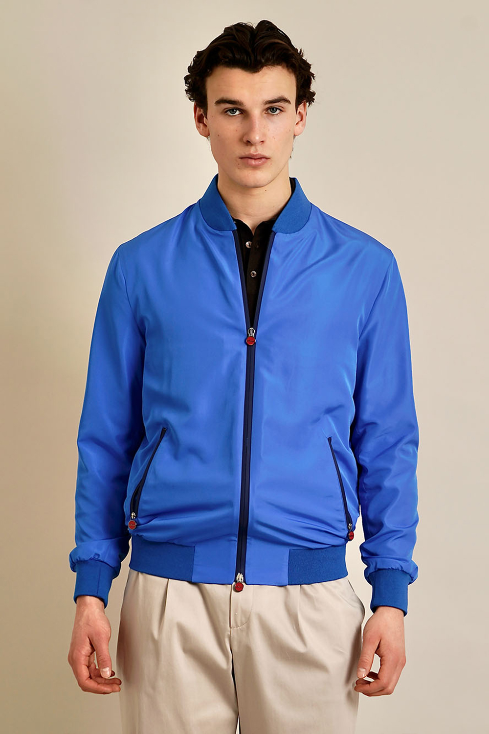 KITON Regular Fit Technical Fabric Bomber Jacket